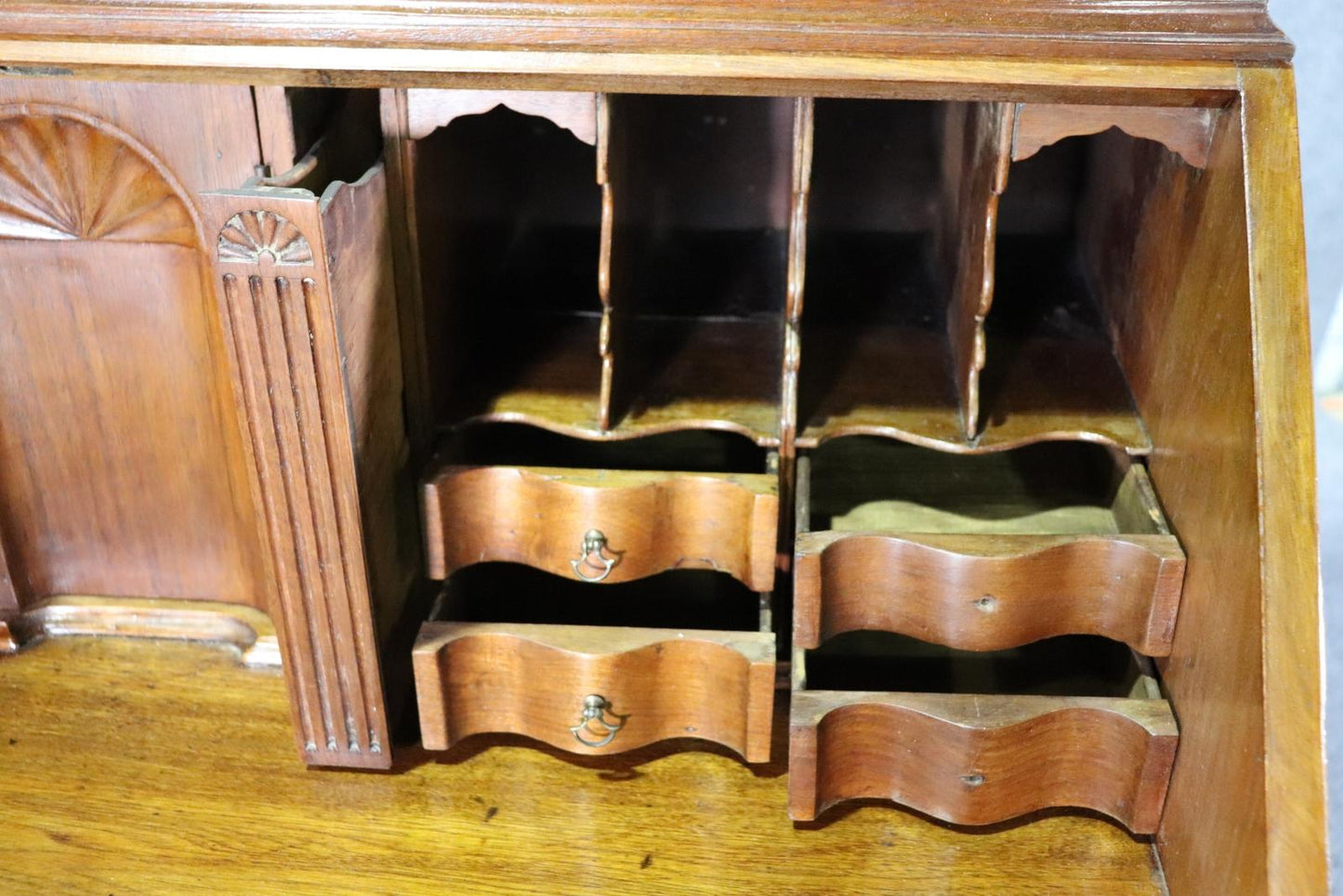 Fantastic American Centennial Solid Walnut Philadelphia Carved Secretary Desk