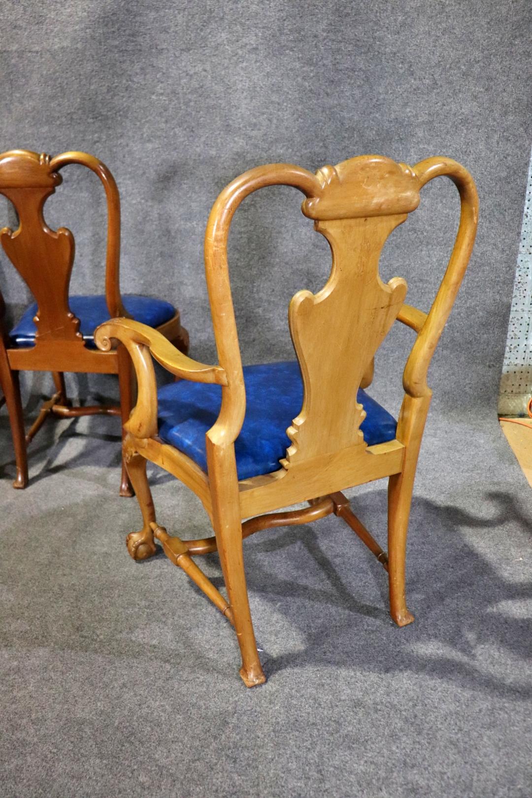 Set 10 Custom-Made Solid Walnut Georgian Carved Dining Chairs Manner of Gillows