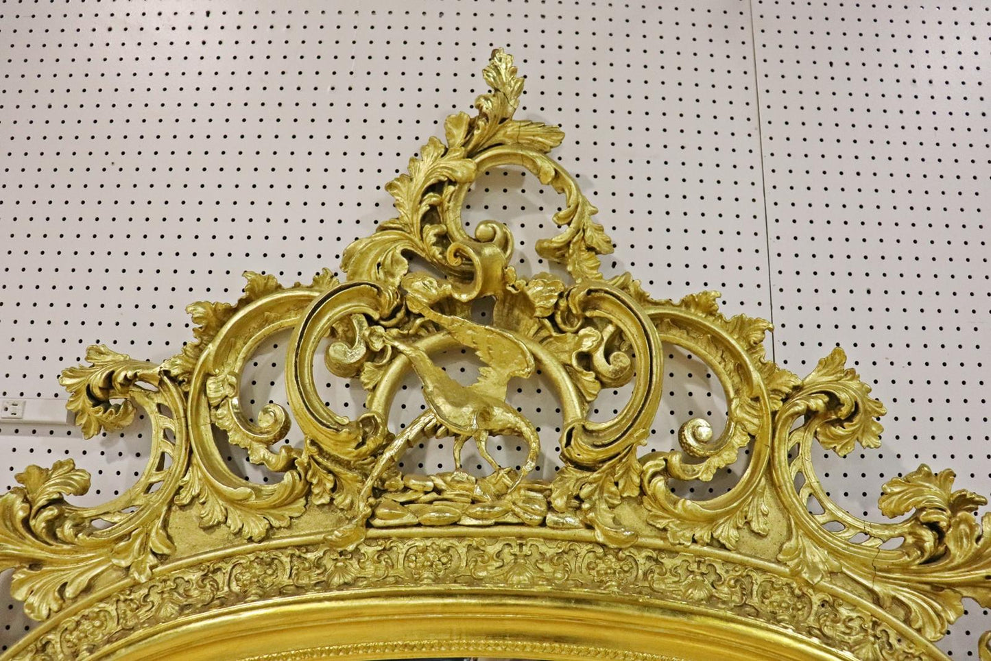 Monumental Gilded French Louis XV Carved Mantel Buffet Wall Mirror