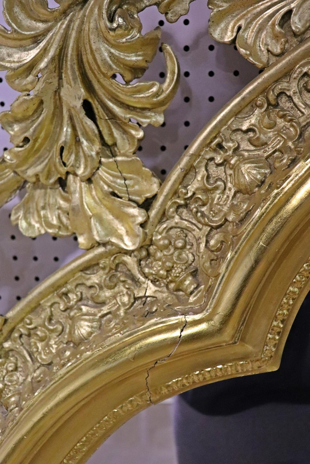 Monumental Gilded French Louis XV Carved Mantel Buffet Wall Mirror