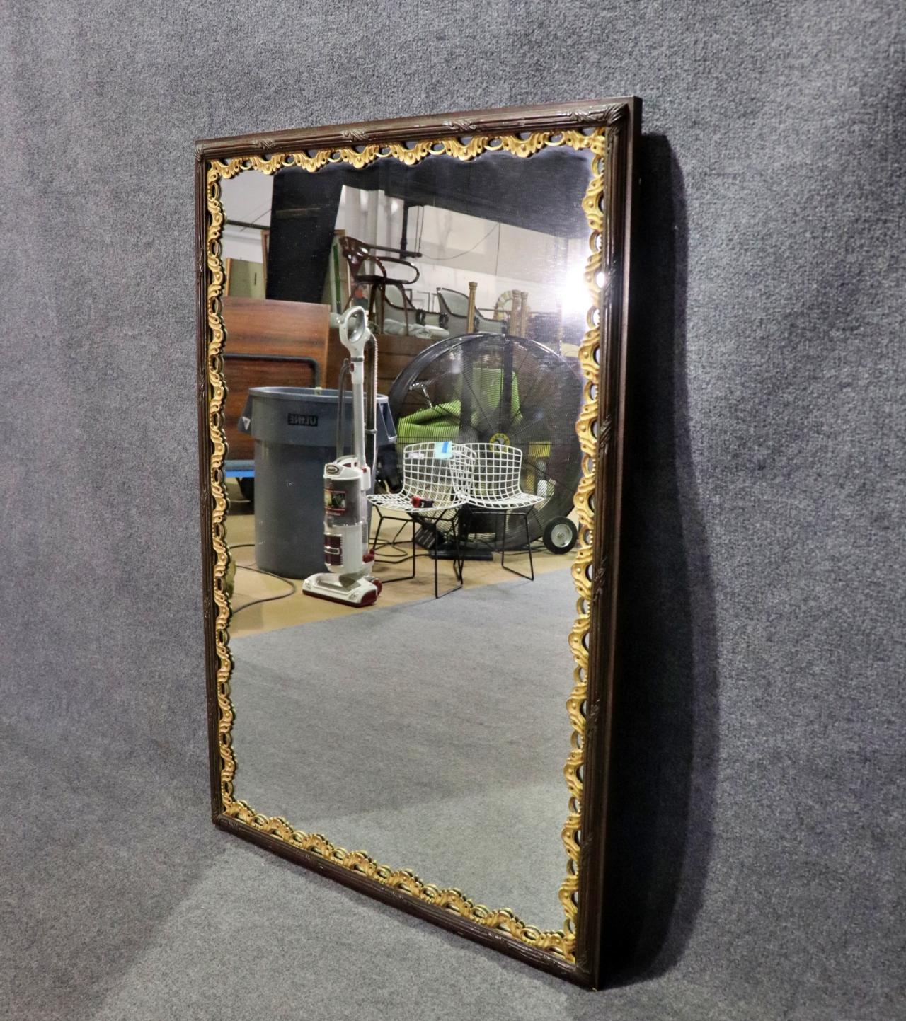 Large Giltwood Dark Framed French Directoire Wall MIrror