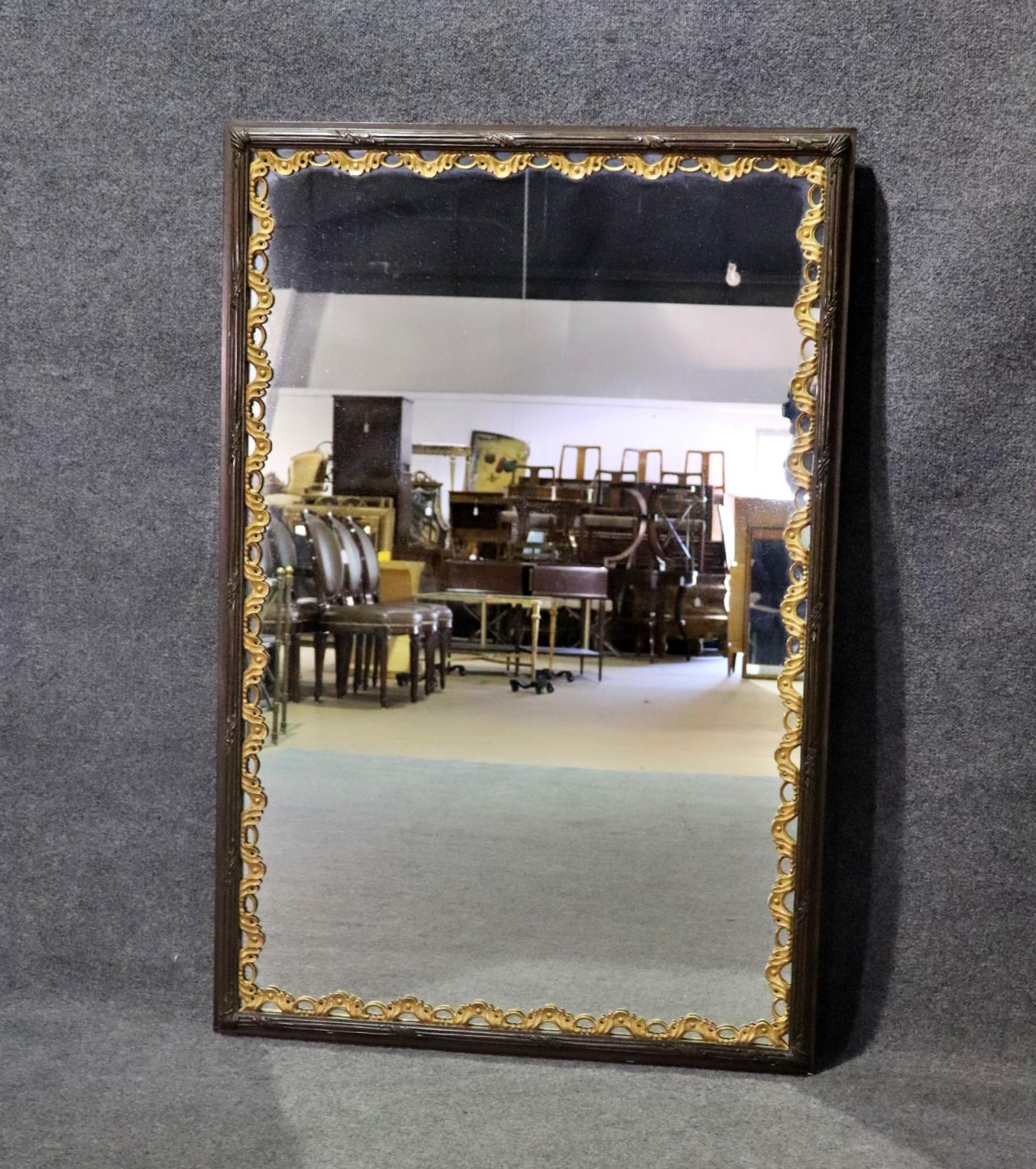 Large Giltwood Dark Framed French Directoire Wall MIrror