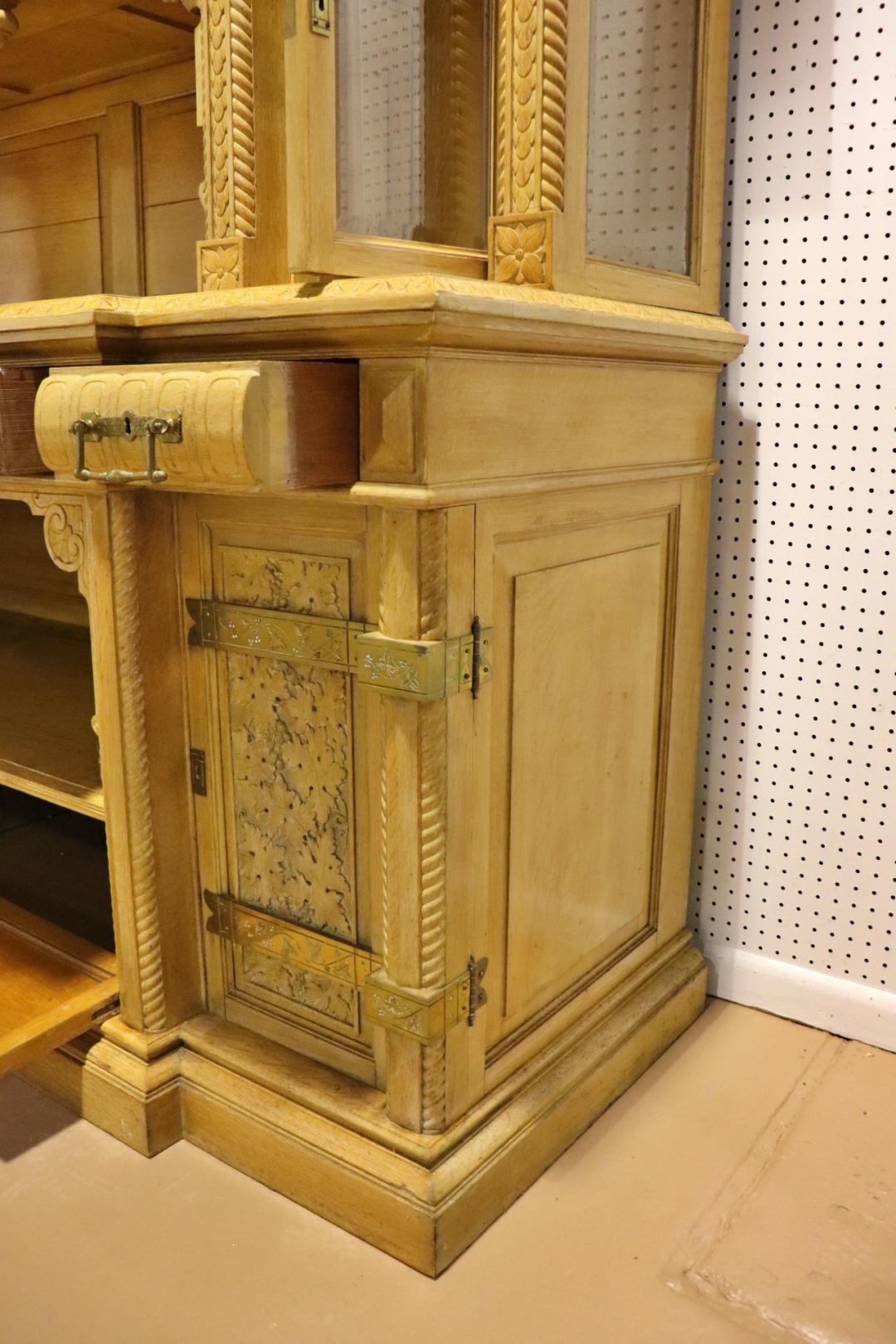 Rare Golden Oak Herter Brothers Attributed Court Cabinet or Cupboard circa 1880