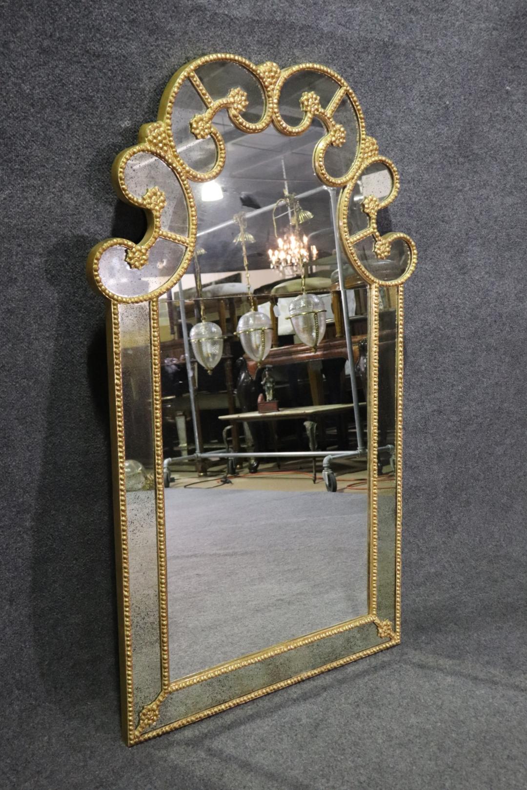 Superb Gilded Frame Hollywood Regency Wall Mirror Draper Era