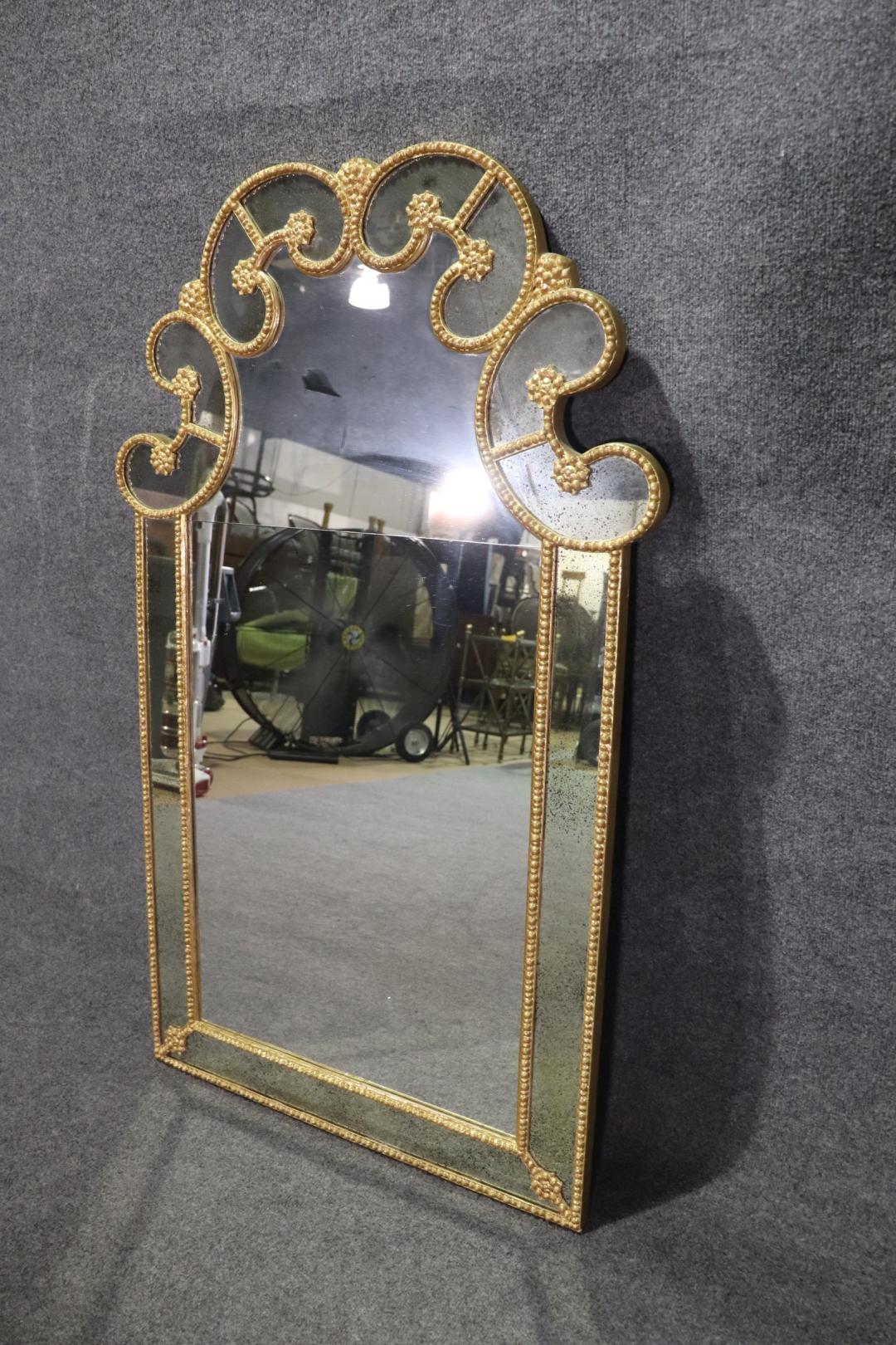 Superb Gilded Frame Hollywood Regency Wall Mirror Draper Era