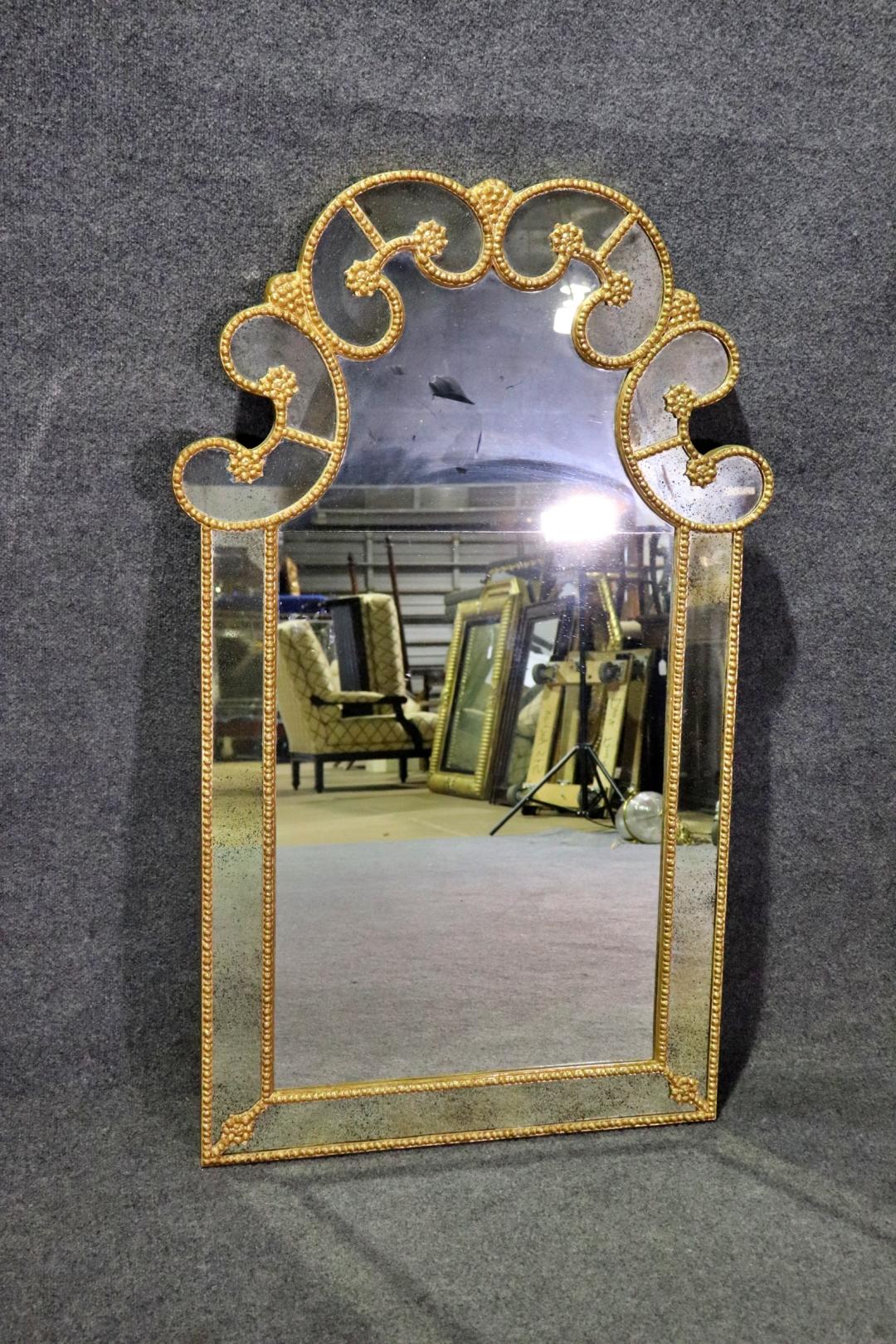 Superb Gilded Frame Hollywood Regency Wall Mirror Draper Era