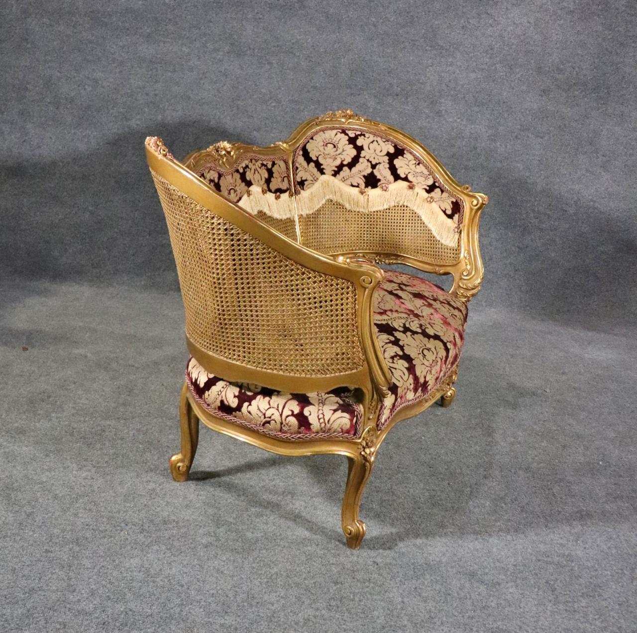 Fine Cane French Louis XV Gilded Settee Canape circa 1900