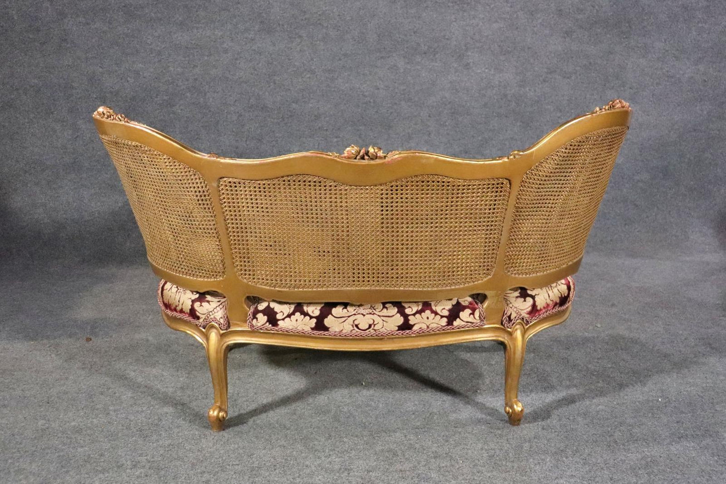 Fine Cane French Louis XV Gilded Settee Canape circa 1900