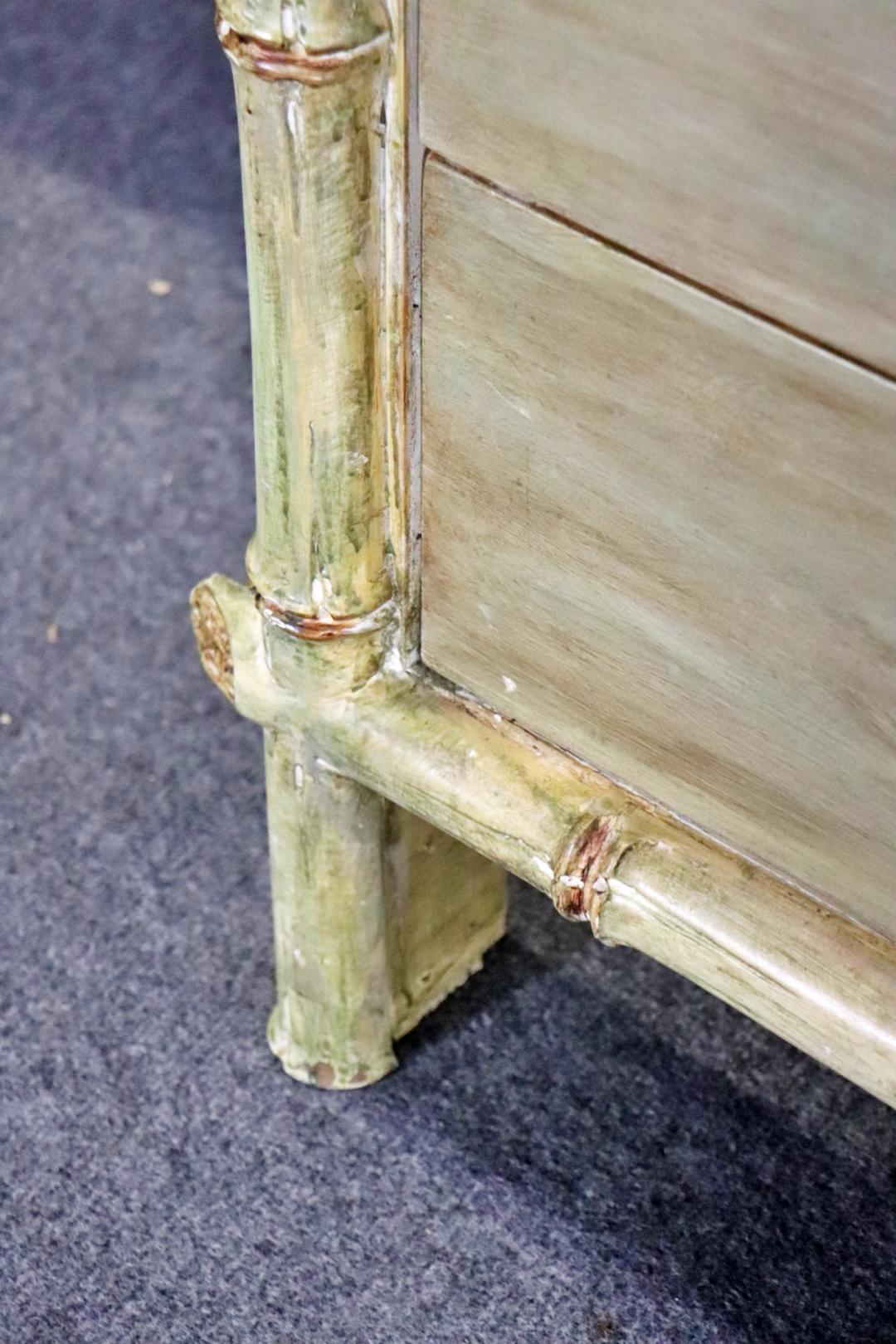 Paint Decorated Faux Bamboo Style Triple Dresser, circa 1970