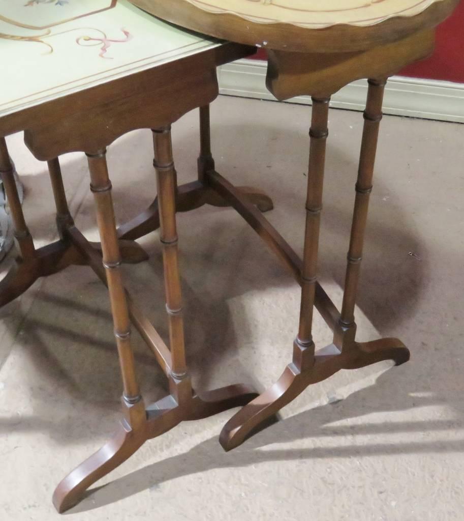 Three French Style Paint Decorated Nesting Tables