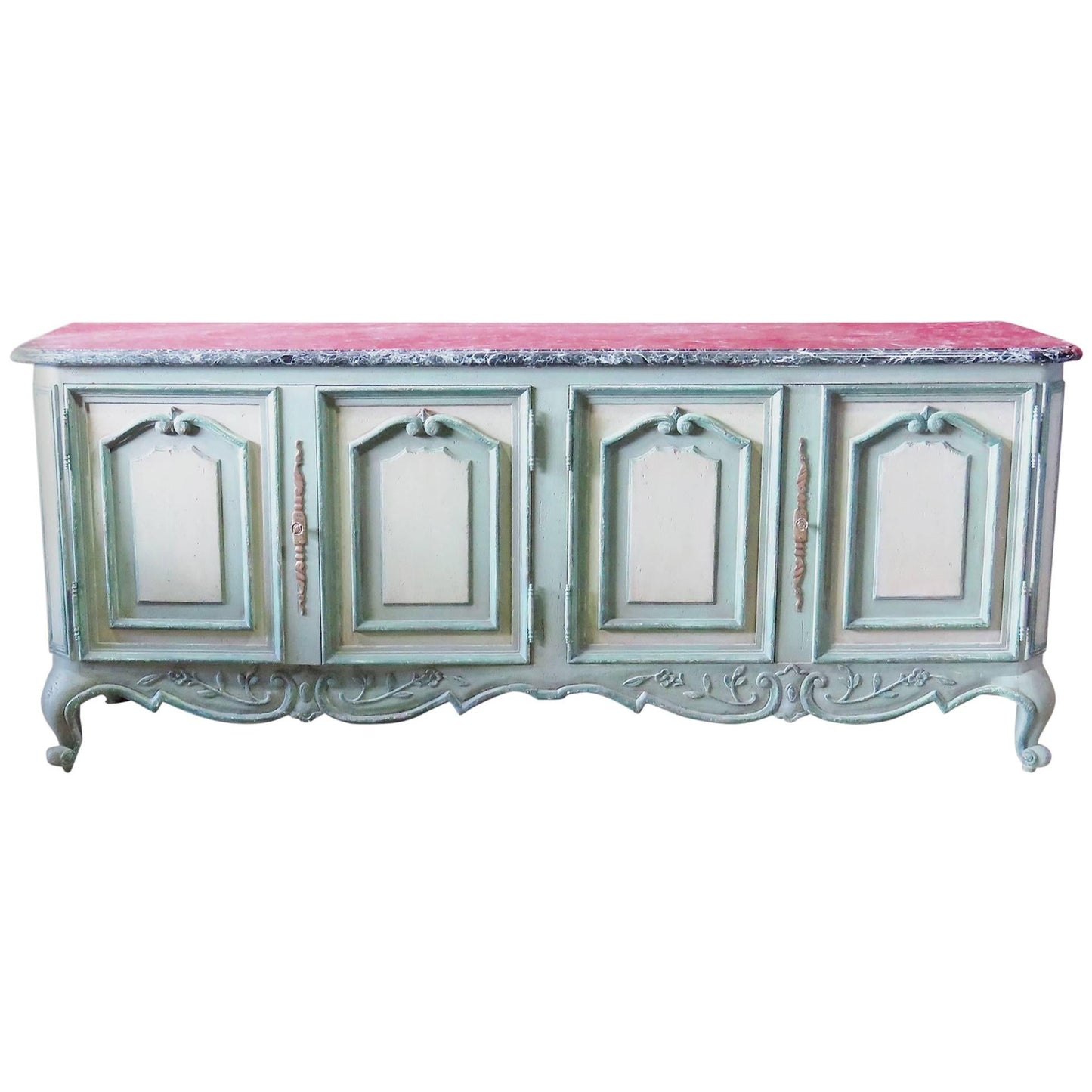 Large Louis XV Style Gustavian Style Marble-Top Sideboard