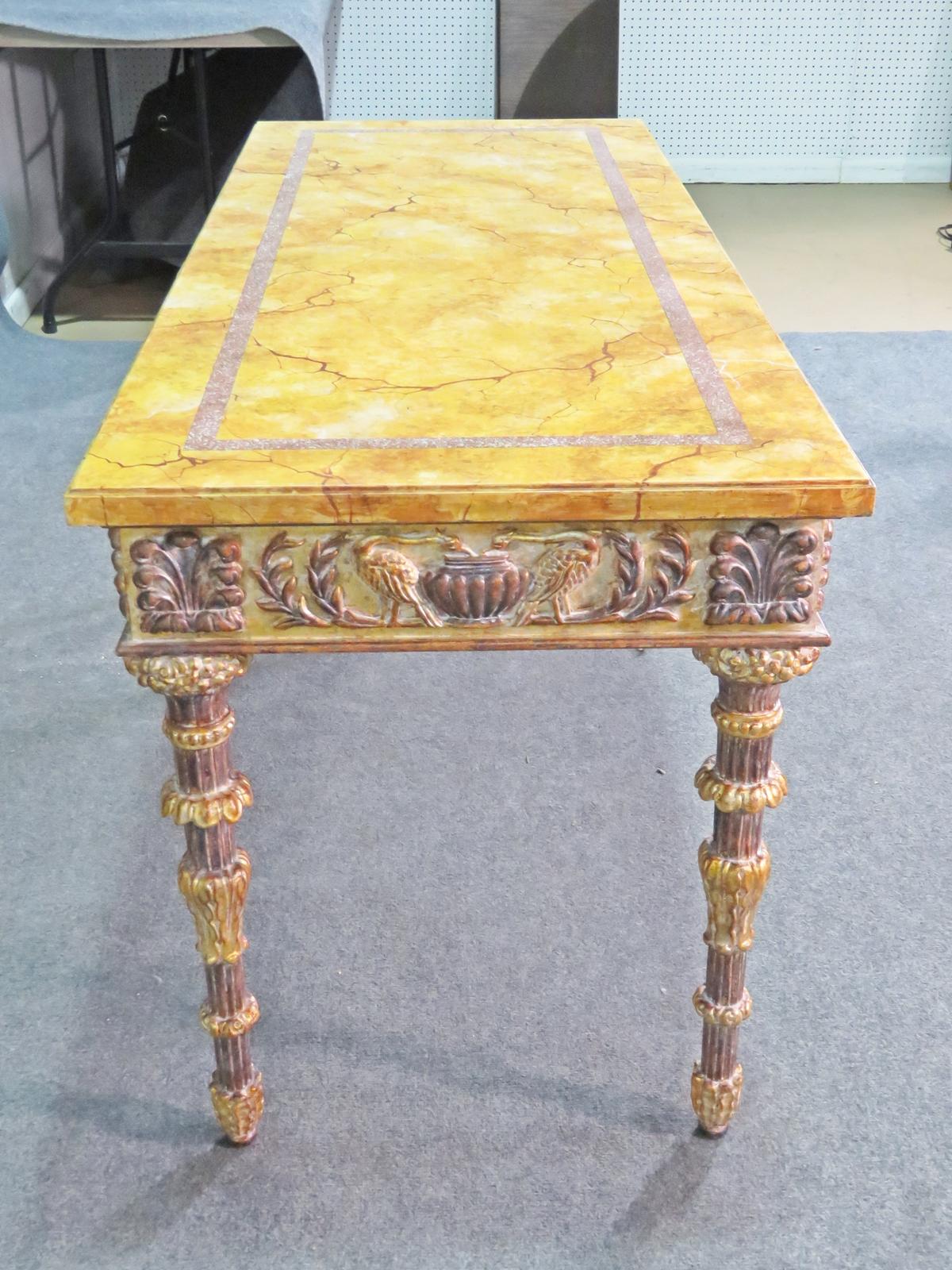 Faux Marble Paint Decorated Console Table in the French Louis XVI Manner