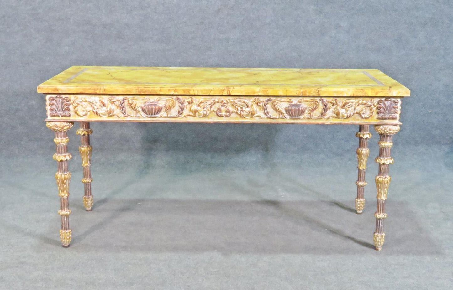 Faux Marble Paint Decorated Console Table in the French Louis XVI Manner