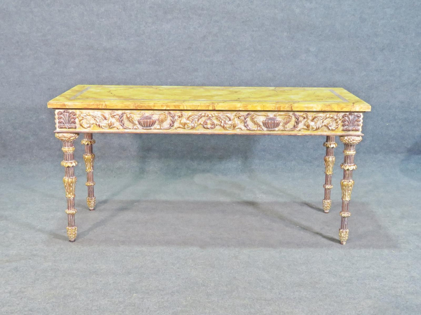 Faux Marble Paint Decorated Console Table in the French Louis XVI Manner