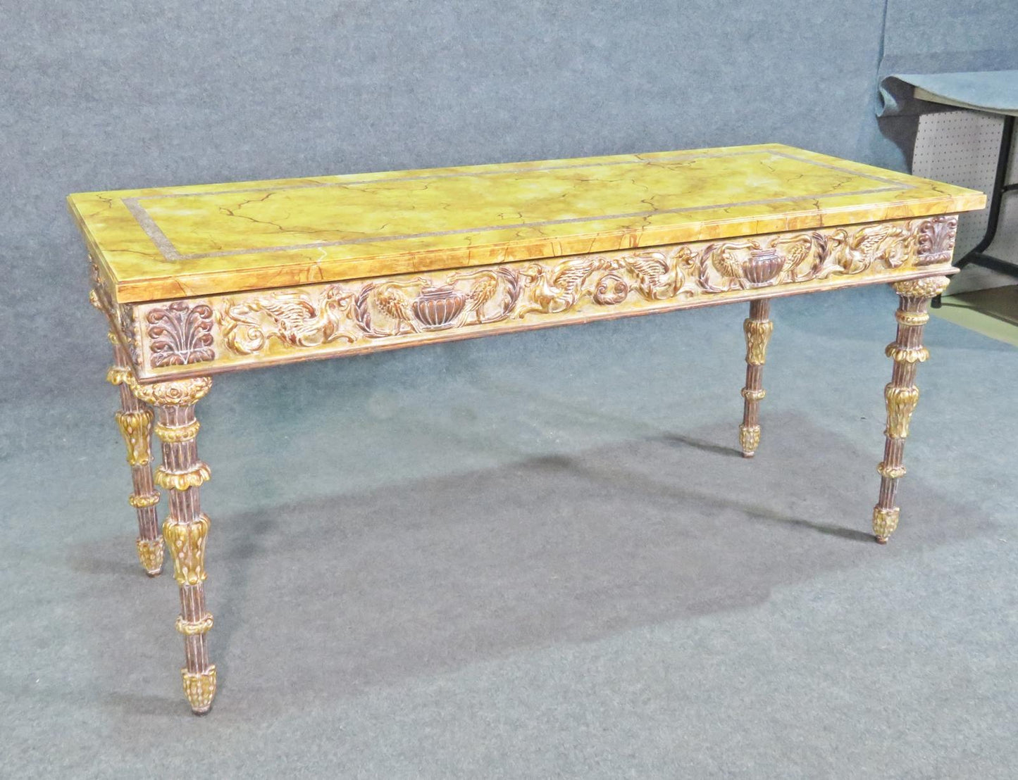 Faux Marble Paint Decorated Console Table in the French Louis XVI Manner