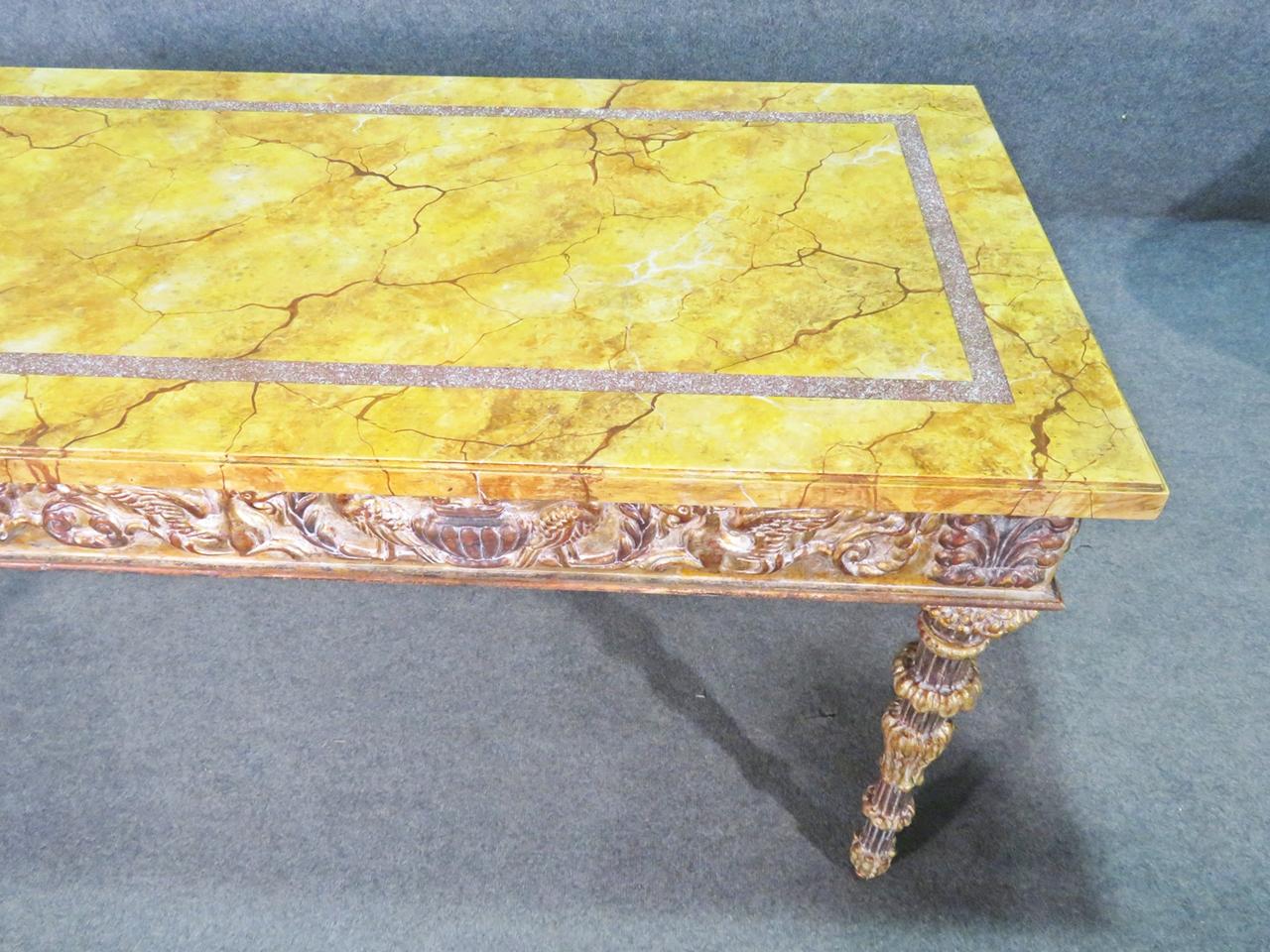 Faux Marble Paint Decorated Console Table in the French Louis XVI Manner