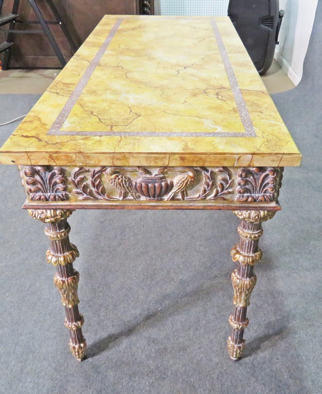 Faux Marble Paint Decorated Console Table in the French Louis XVI Manner