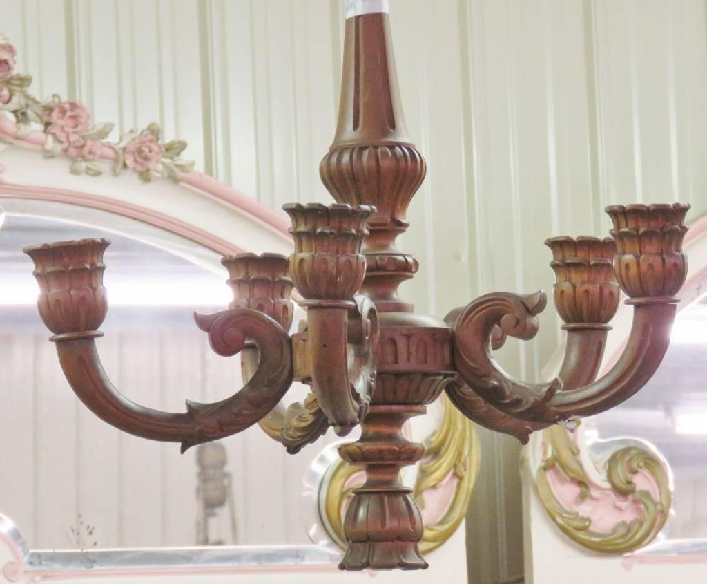 Antique Carved Walnut Chandelier