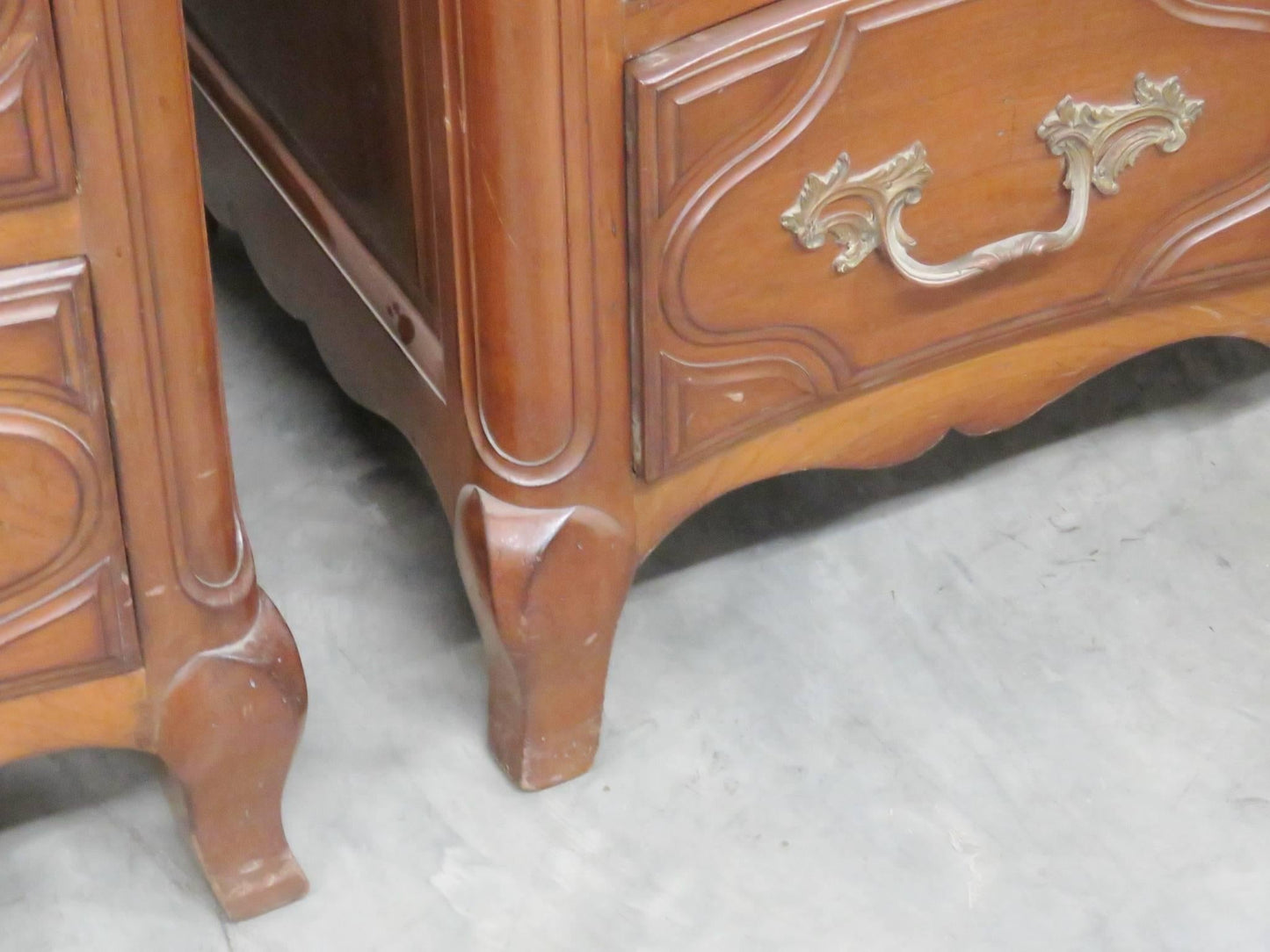 Pair of Auffray Style Carved Walnut Louis XV Commodes Dressers