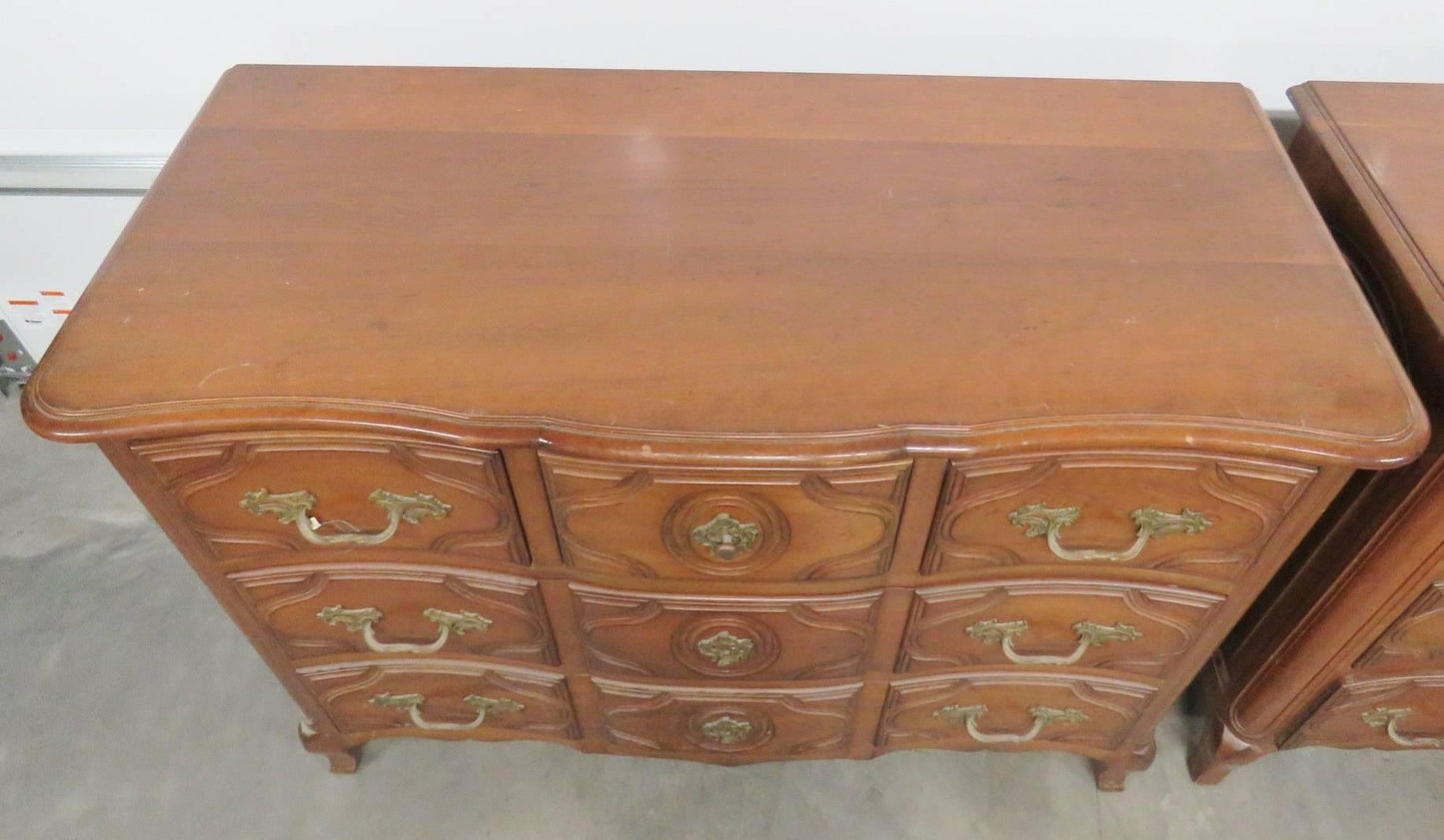 Pair of Auffray Style Carved Walnut Louis XV Commodes Dressers