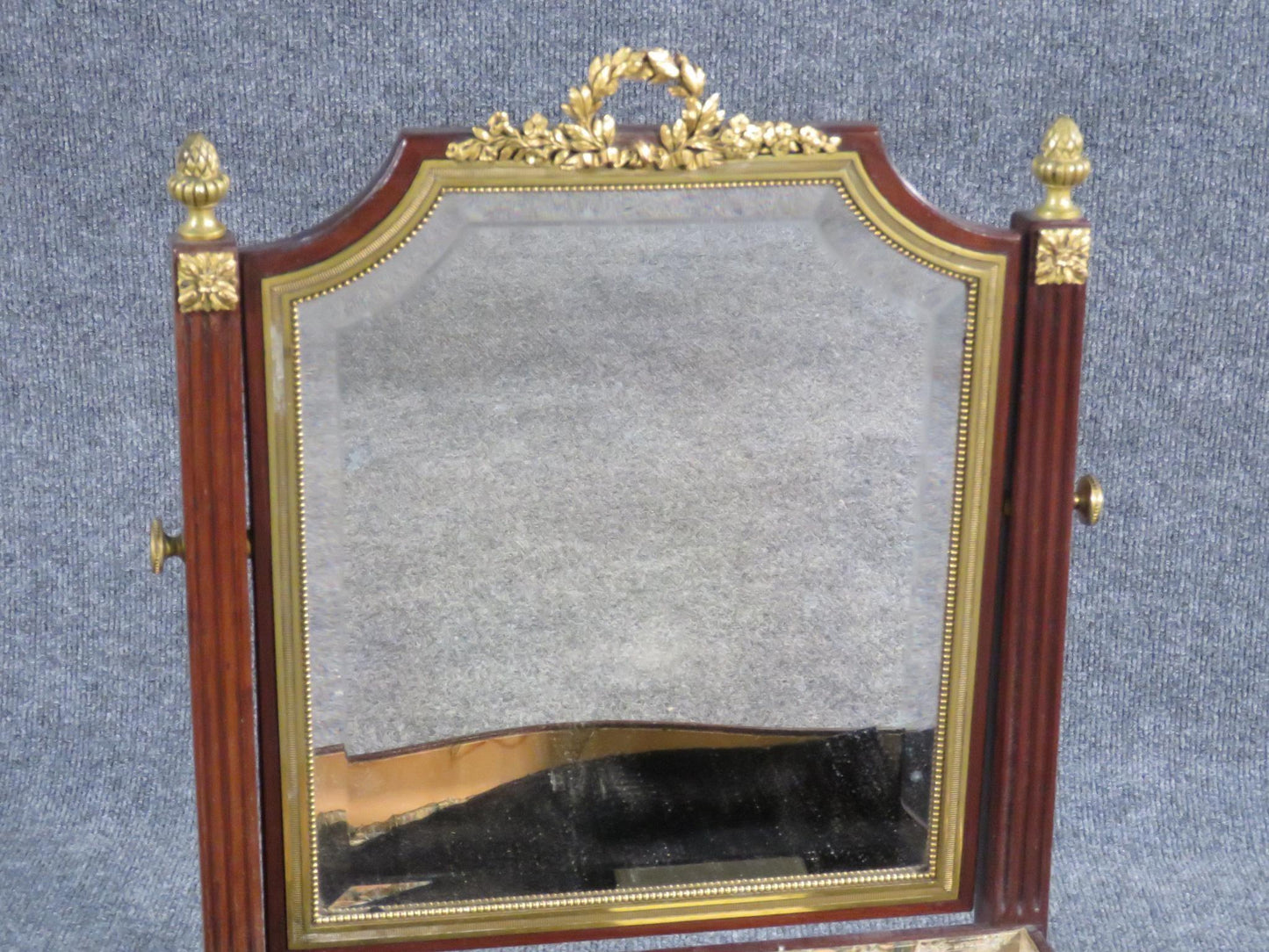 Miniature Petite Ladies Child's French Bronze Mounted Vanity Mirror