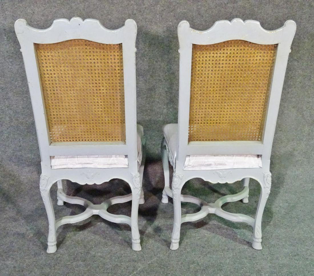 Set of 6 French Cane Back Louis XV Painted Dining Chairs, circa 1940