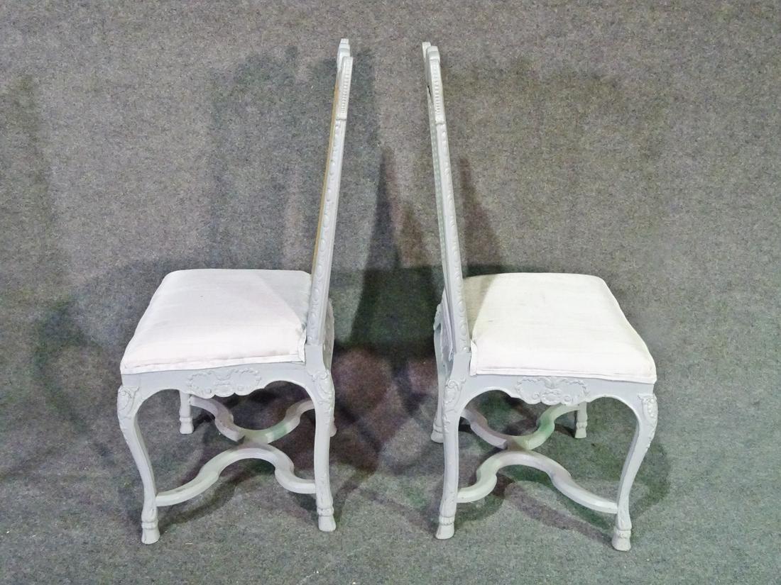 Set of 6 French Cane Back Louis XV Painted Dining Chairs, circa 1940