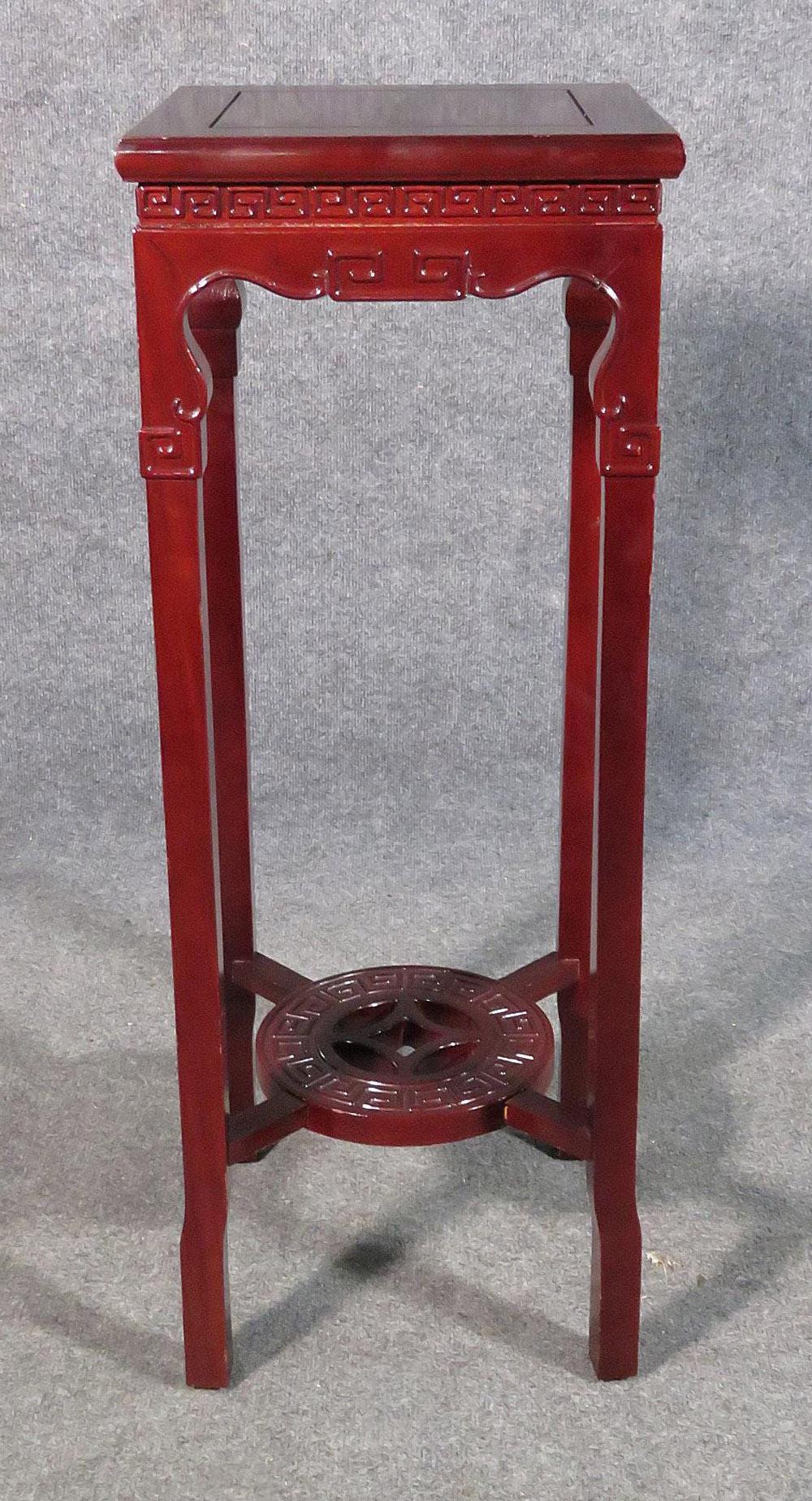 Chinese Carved Mahogany Plantstand Pedestal, C1920