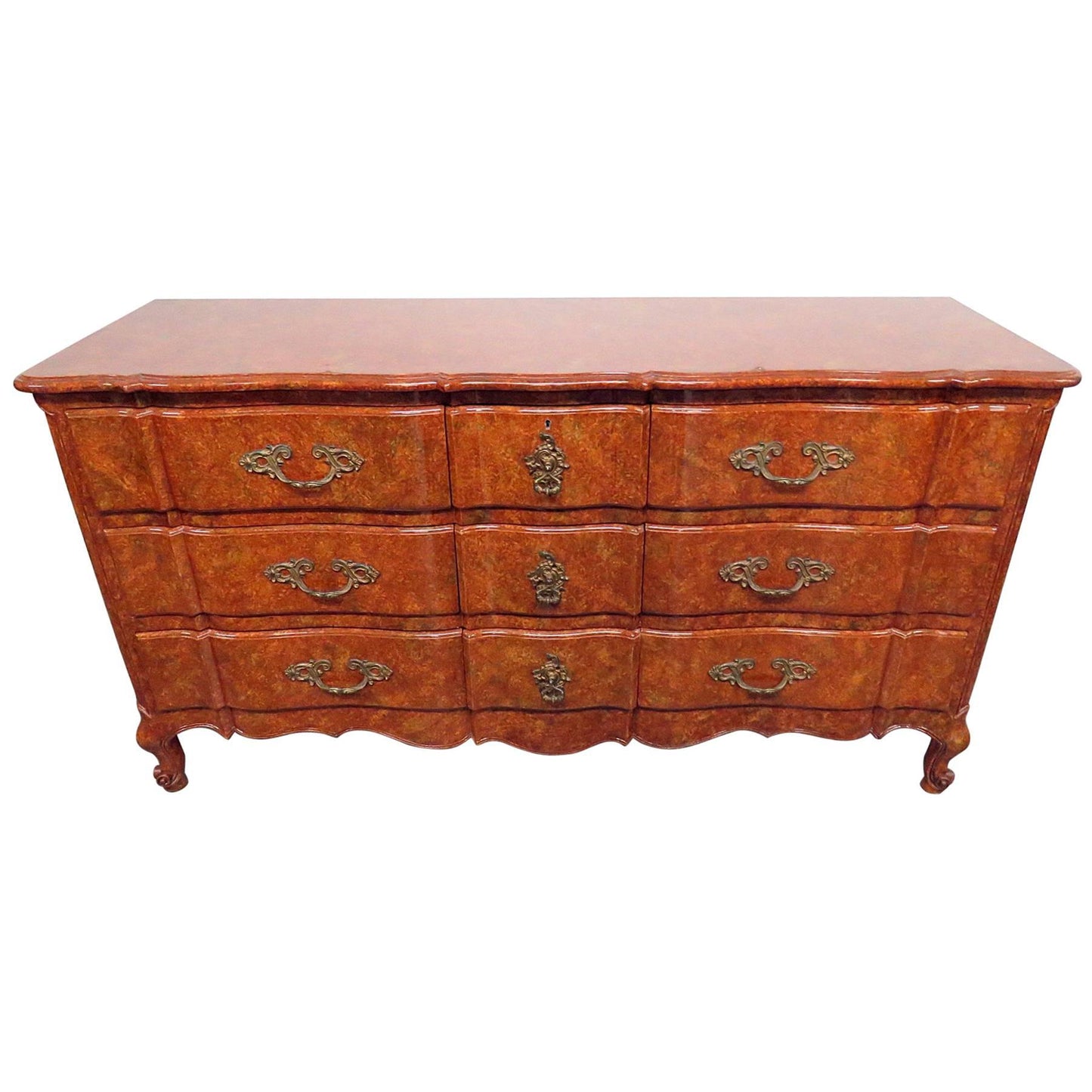 Don Rousseau French Provincial Louis XV Style Faux Finished Triple Dresser