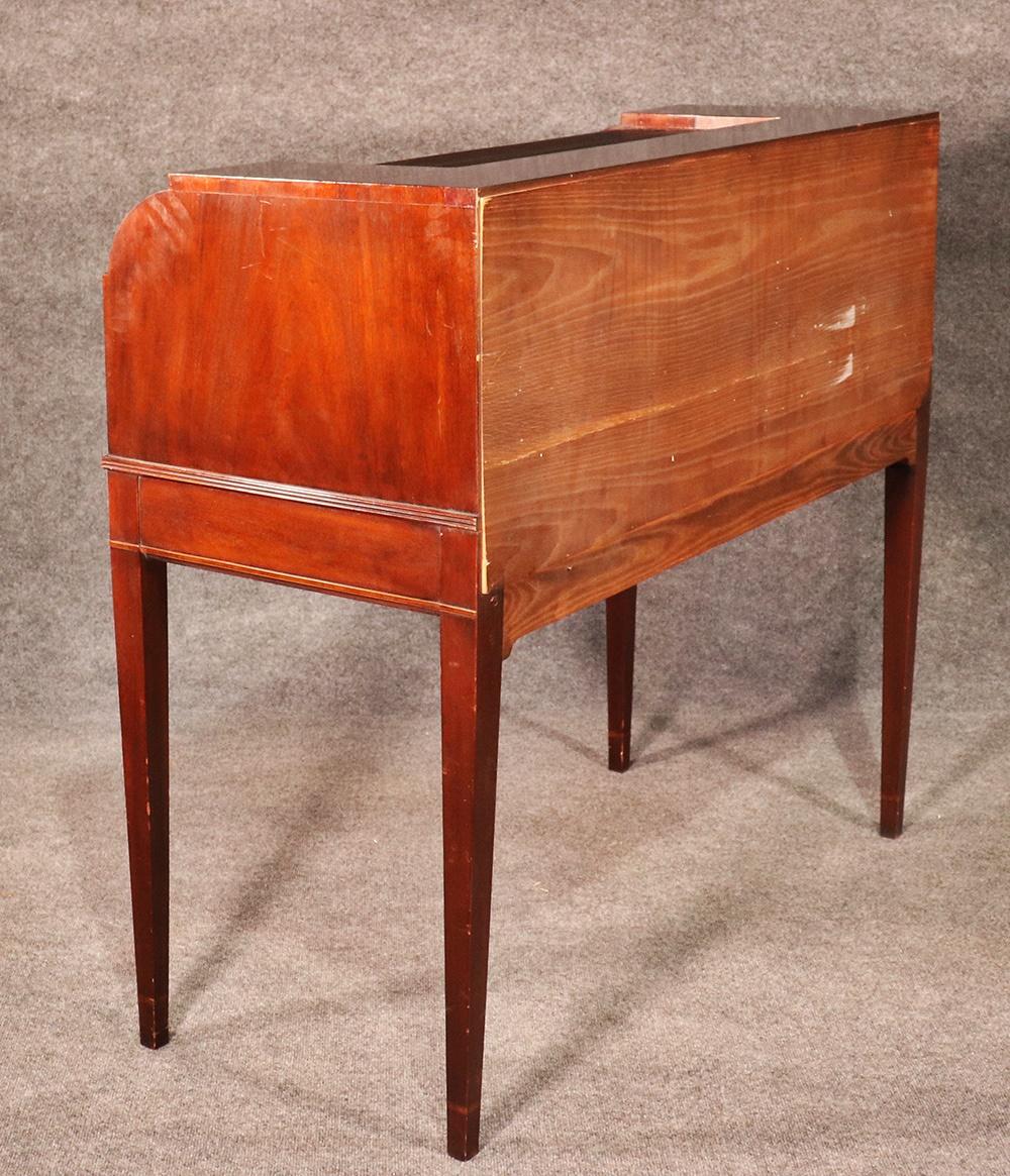 Hepplewhite Sheraton Style Inlaid Mahogany Tambour Writing Desk