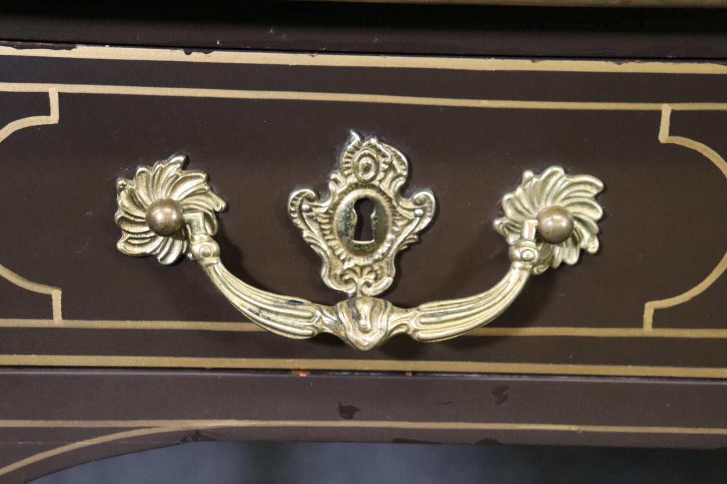 Brass Bound Leather Top Louis XV Bureau Plat Baker Collector's Edition Desk