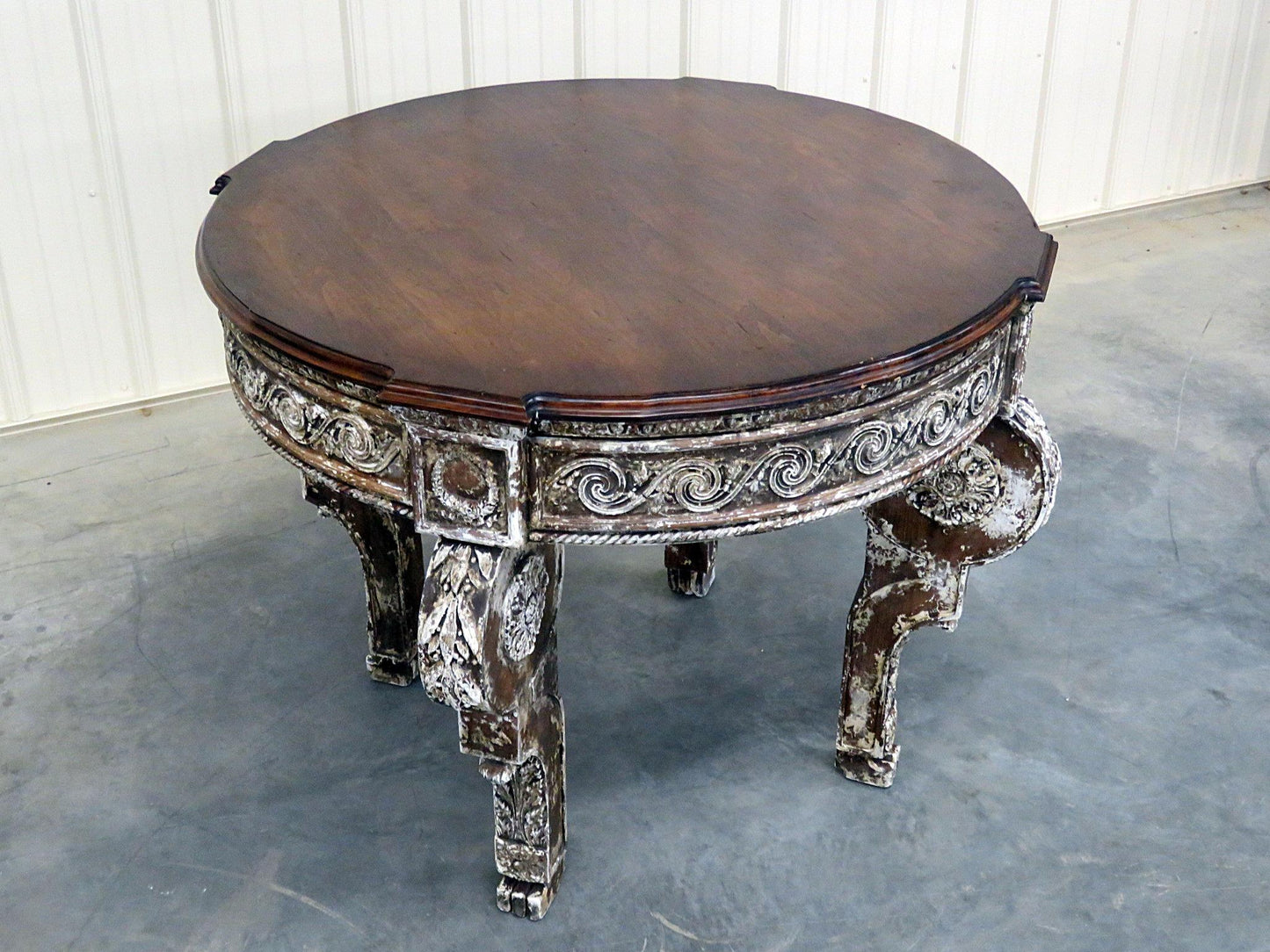 Distress Paint Decorated Swedish Napoleonic Style Center Table