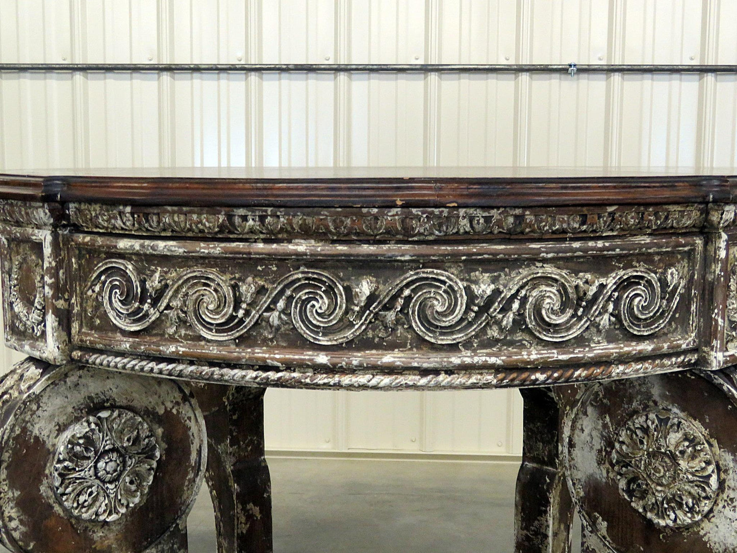 Distress Paint Decorated Swedish Napoleonic Style Center Table