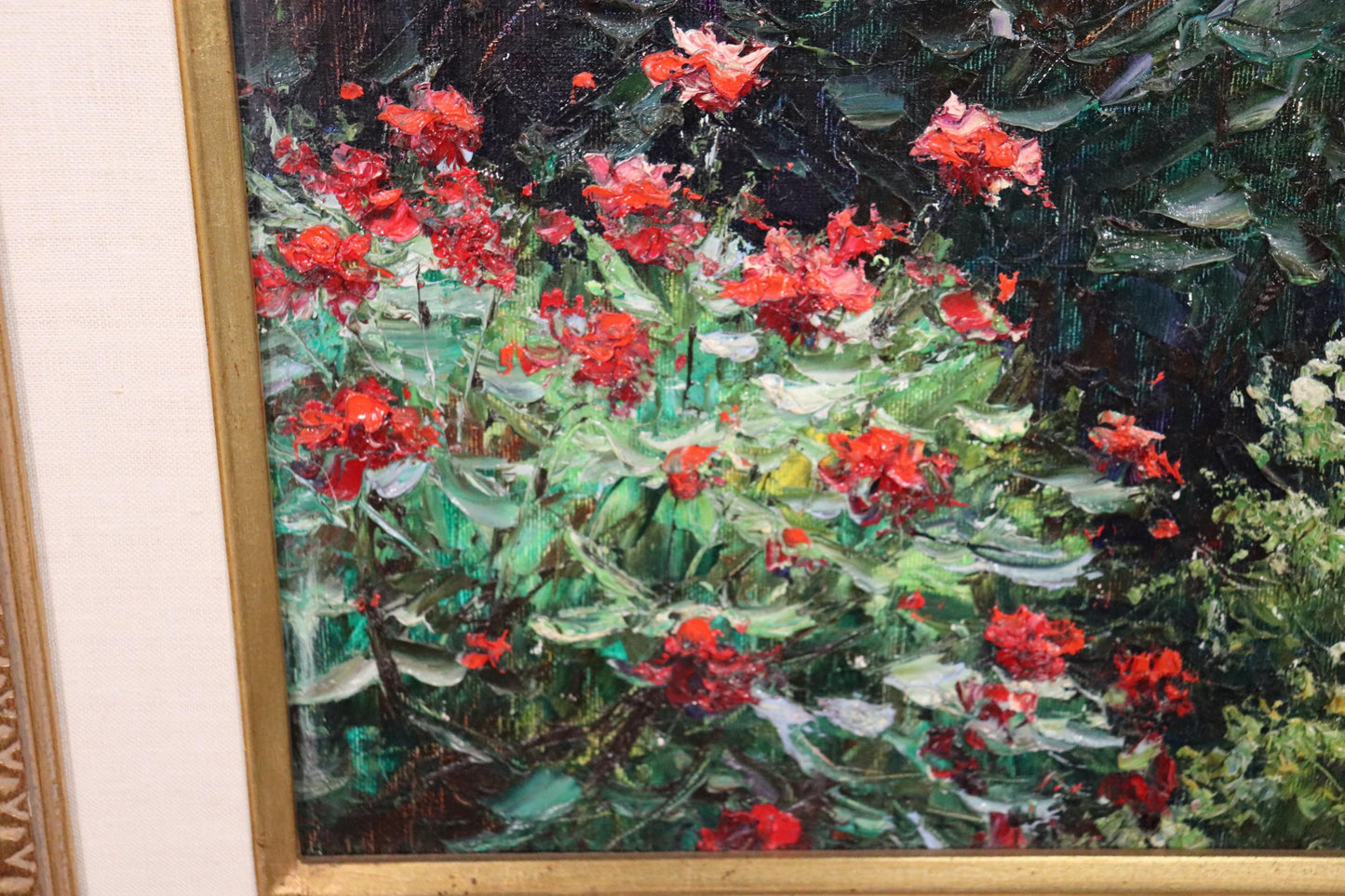 Large Oil Painting of Flowers by Chinese Artist Henry Peeters 'Hing Biu'