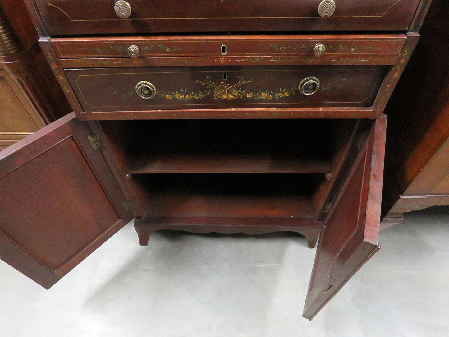 Adams Style Vernis Martin Paint Decorated Antique Cylinder Desk