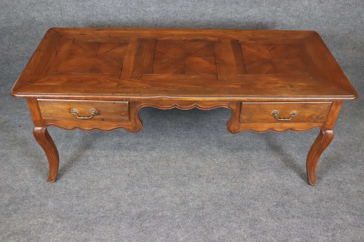 Carved Floral Back 18th Century Country French Carved Walnut Writing Desk