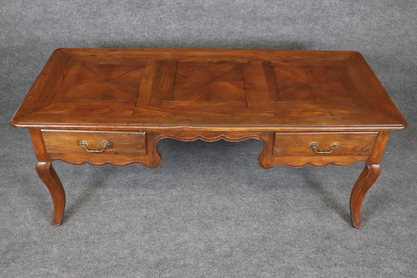 Carved Floral Back 18th Century Country French Carved Walnut Writing Desk