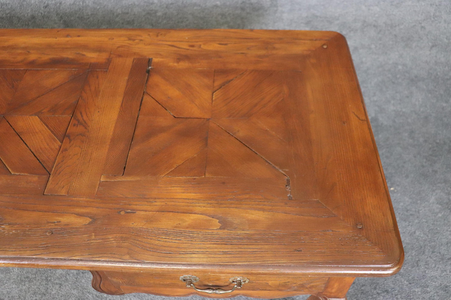 Carved Floral Back 18th Century Country French Carved Walnut Writing Desk