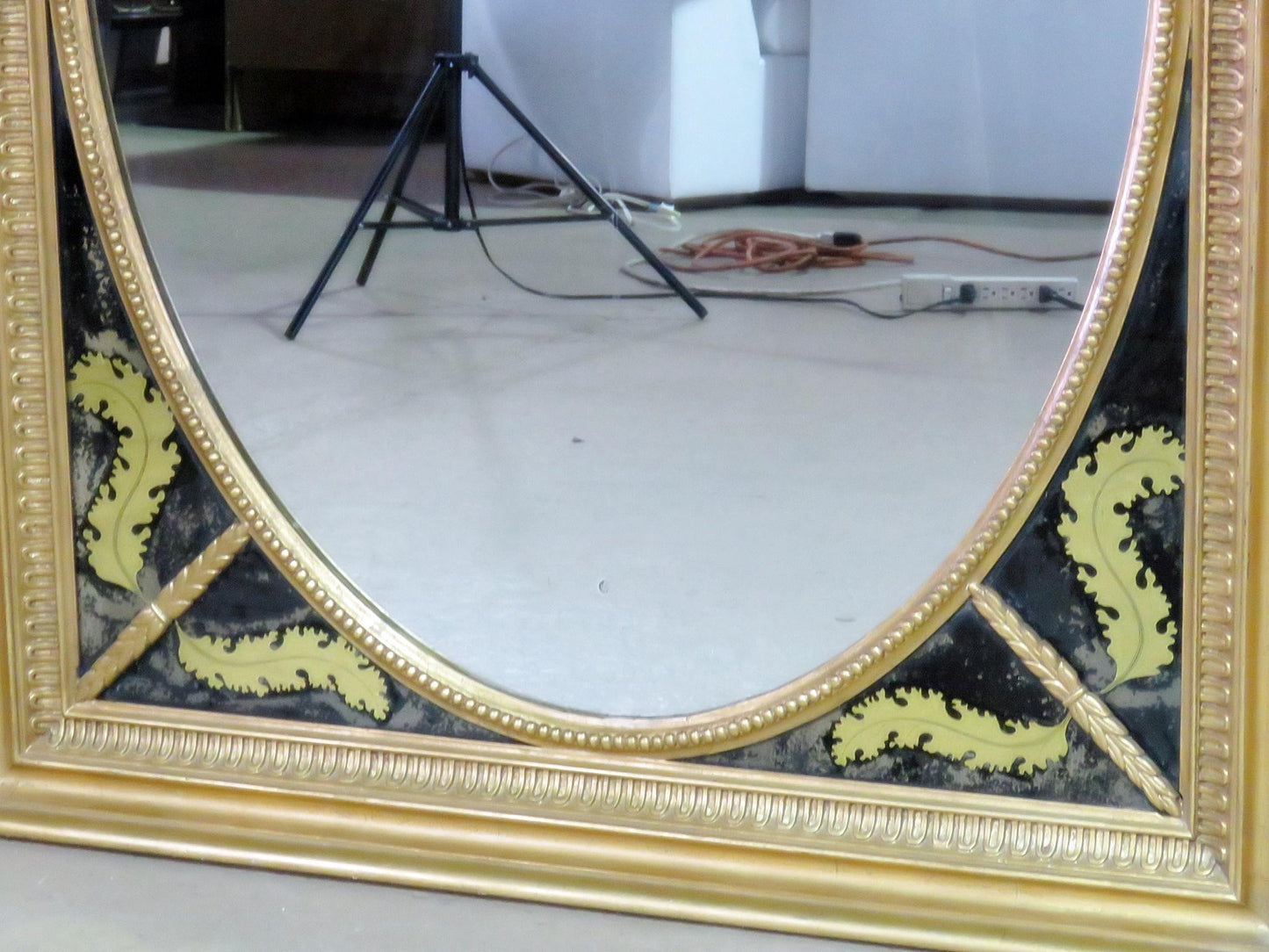 Antique French Gold Verre Eglomise Louis XVI Style Mirror