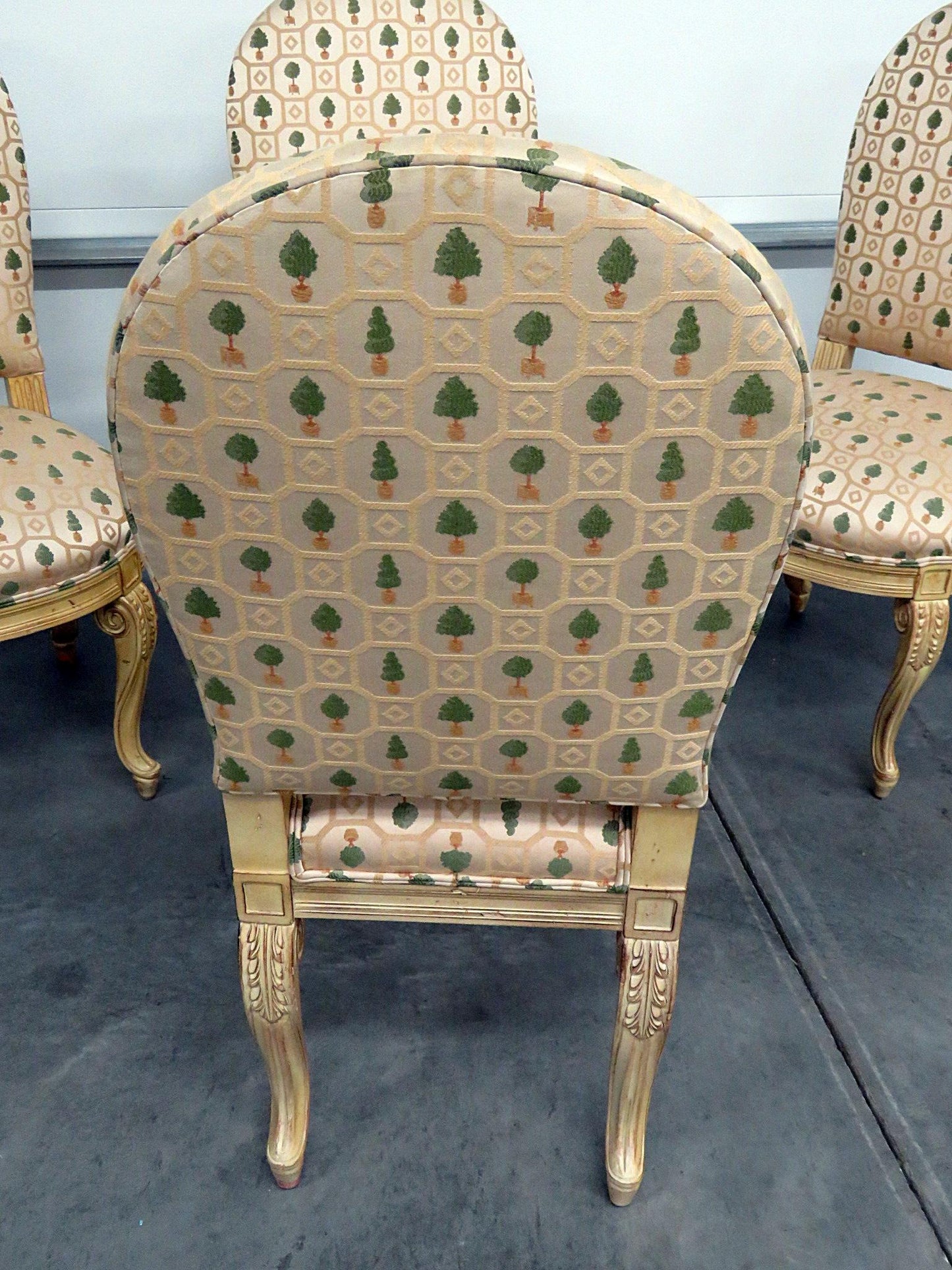 Set of Antique 4 Louis XV Style Painted Dining Side Chairs