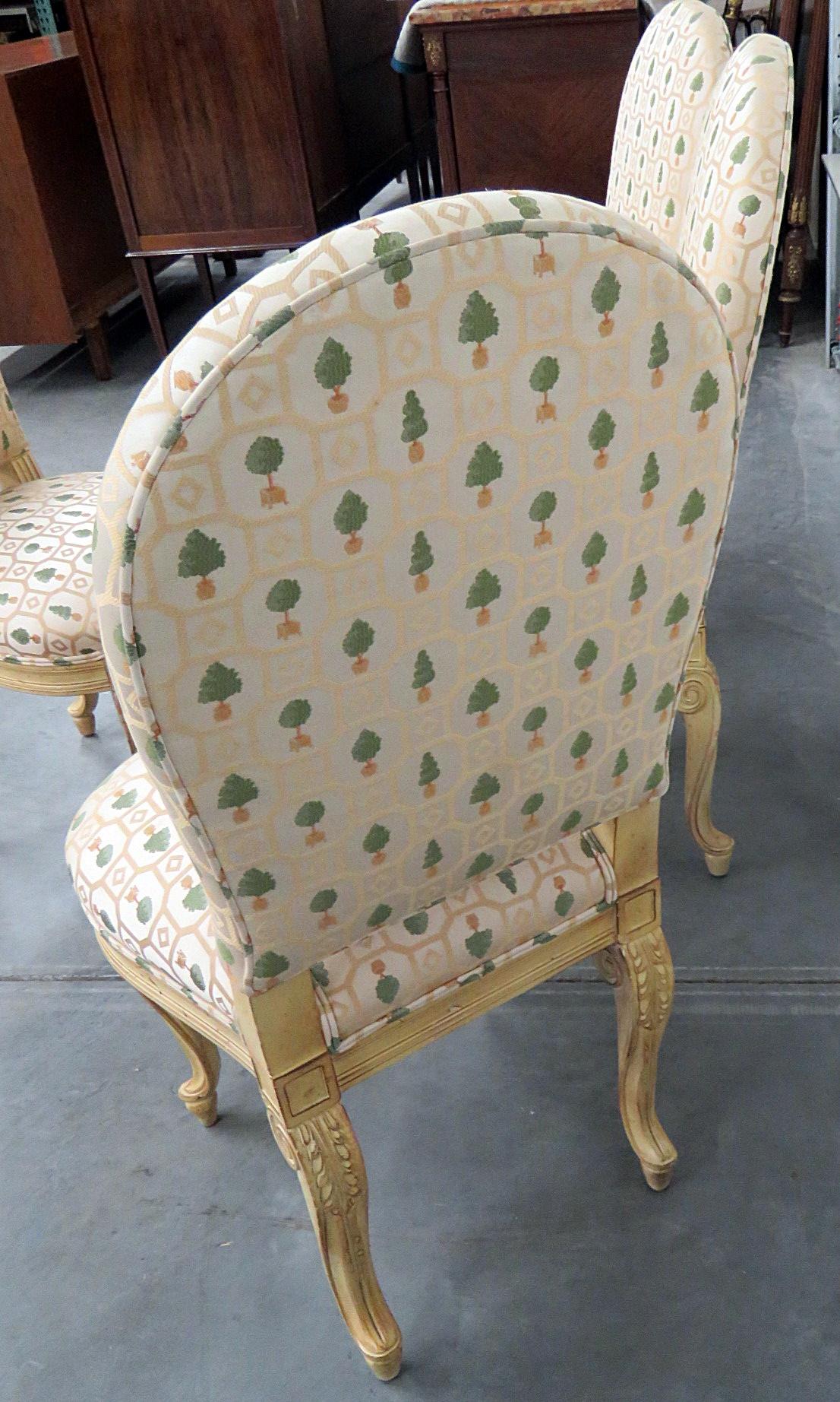 Set of Antique 4 Louis XV Style Painted Dining Side Chairs