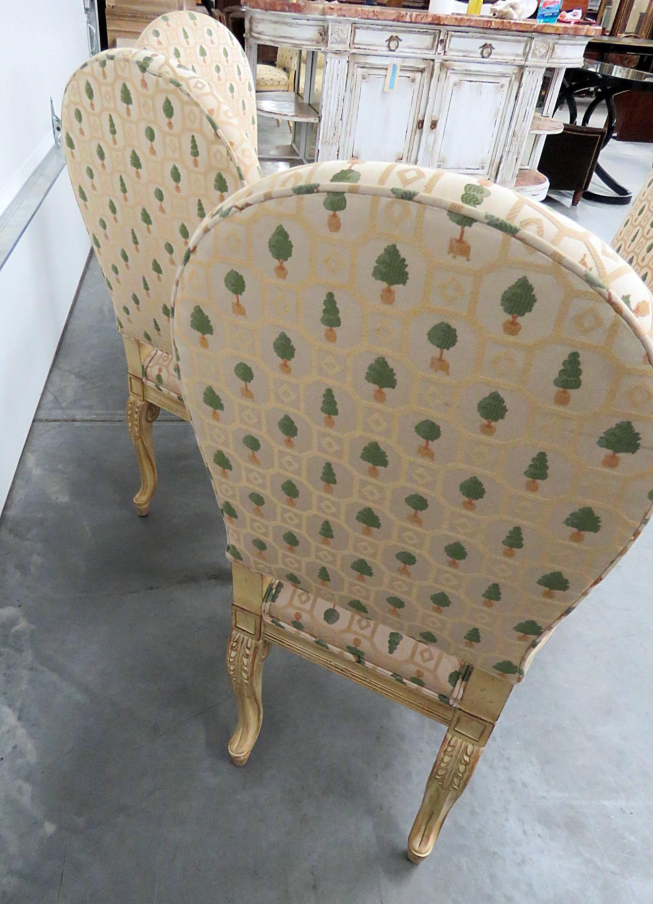 Set of Antique 4 Louis XV Style Painted Dining Side Chairs