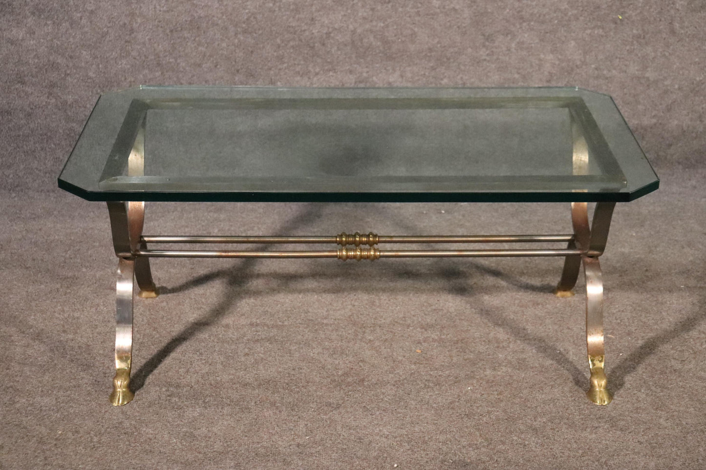 Maison Jansen Louis XV Style Steel and Brass Coffee Table, C1950