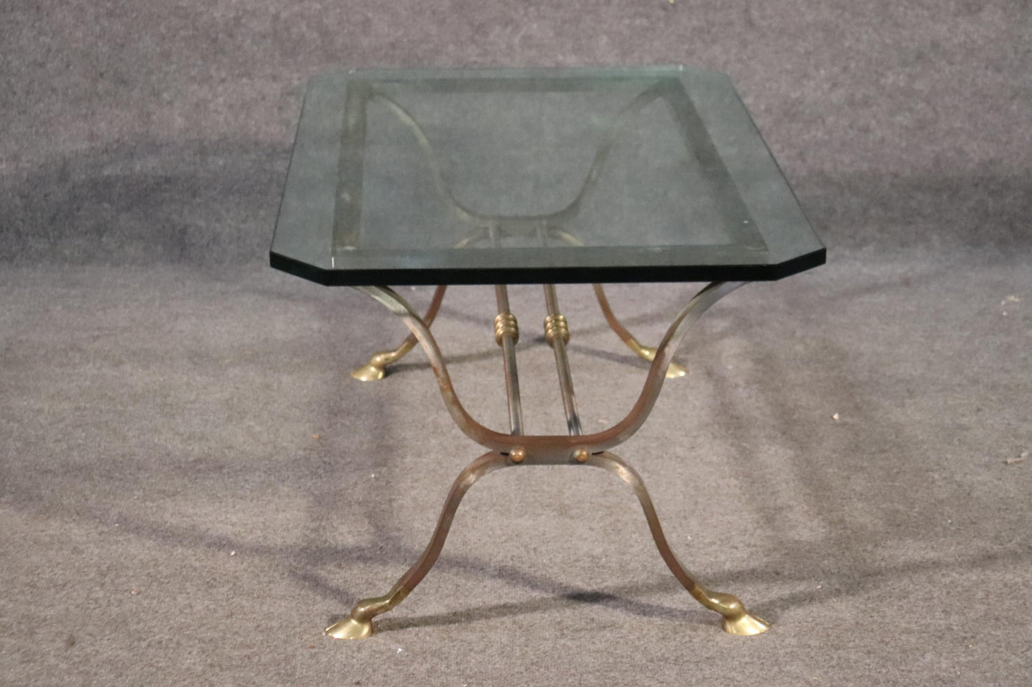 Maison Jansen Louis XV Style Steel and Brass Coffee Table, C1950