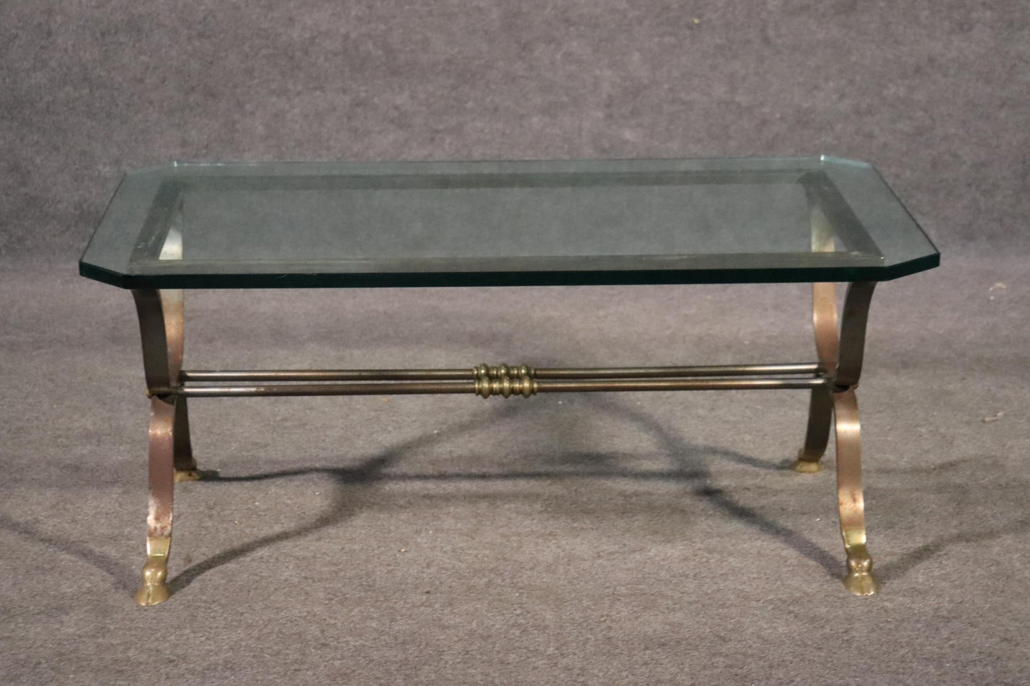 Maison Jansen Louis XV Style Steel and Brass Coffee Table, C1950