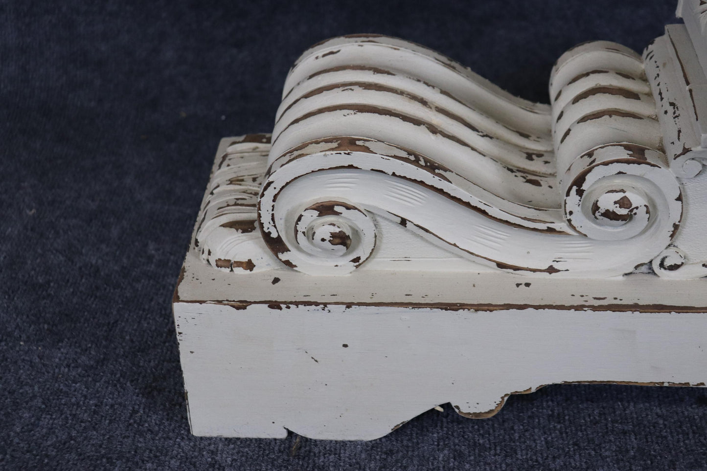 Pair of Distressed White Painted Carved Jacobean Style Console Tables