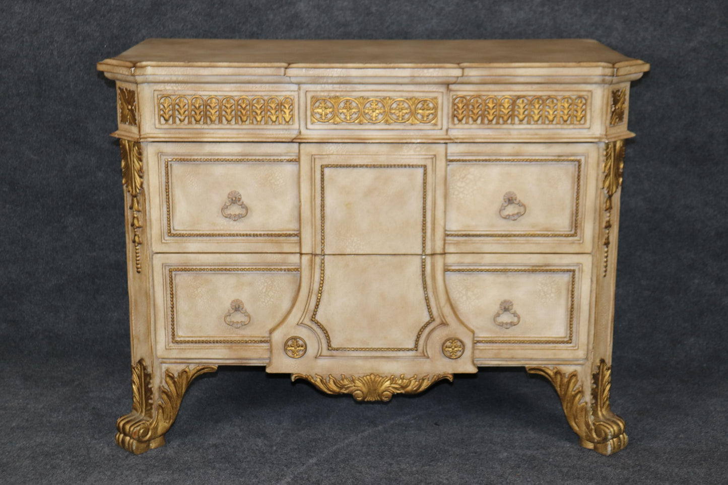 Italian Renaissance Style Paint Decorated and Gilt Commode