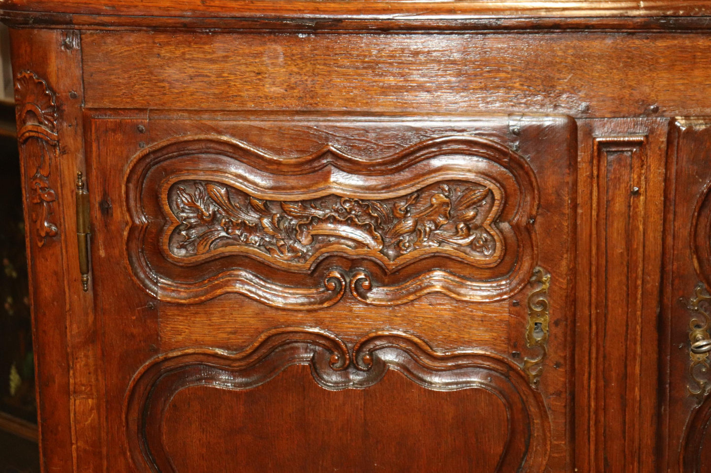 Antique 1770s Era Country French Solid Walnut Carved Sideboard Buffet