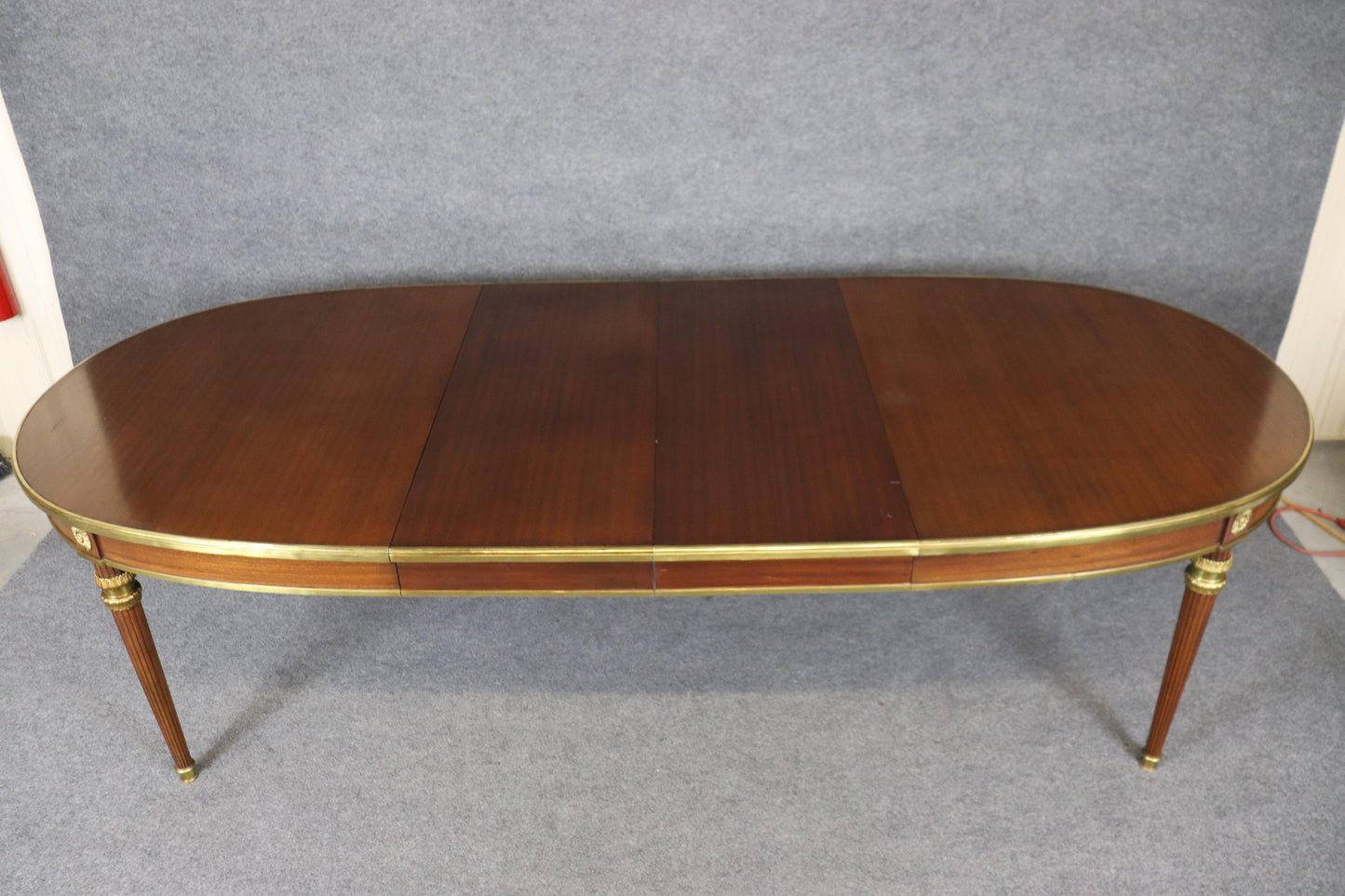 Rare Bronze Mounted Signed Maison Jansen Ribbon Mahogany Dining Table