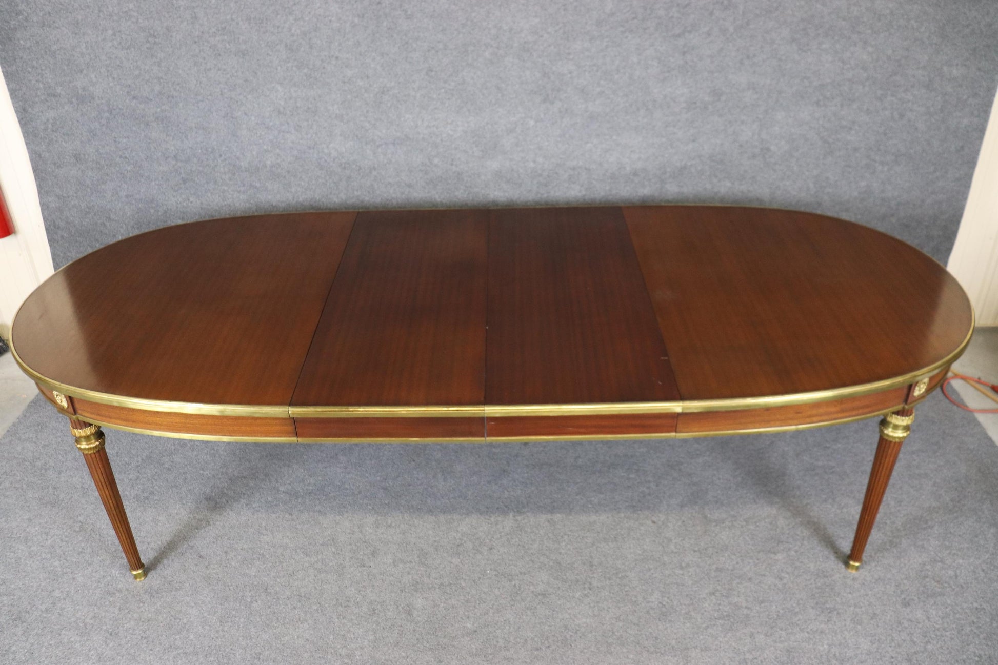 Rare Bronze Mounted Signed Maison Jansen Ribbon Mahogany Dining Table